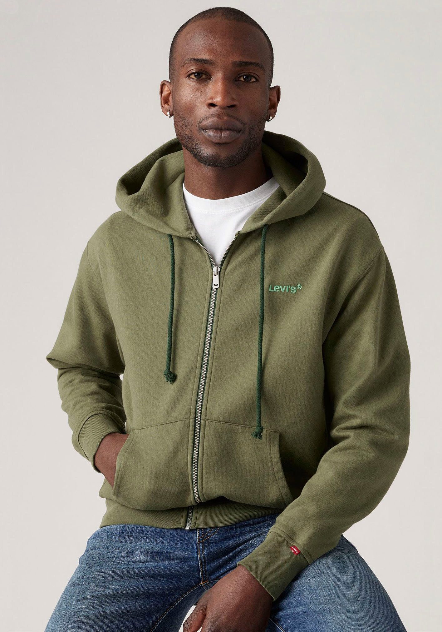 Levi's® Capuchonsweatvest met logoborduursel
