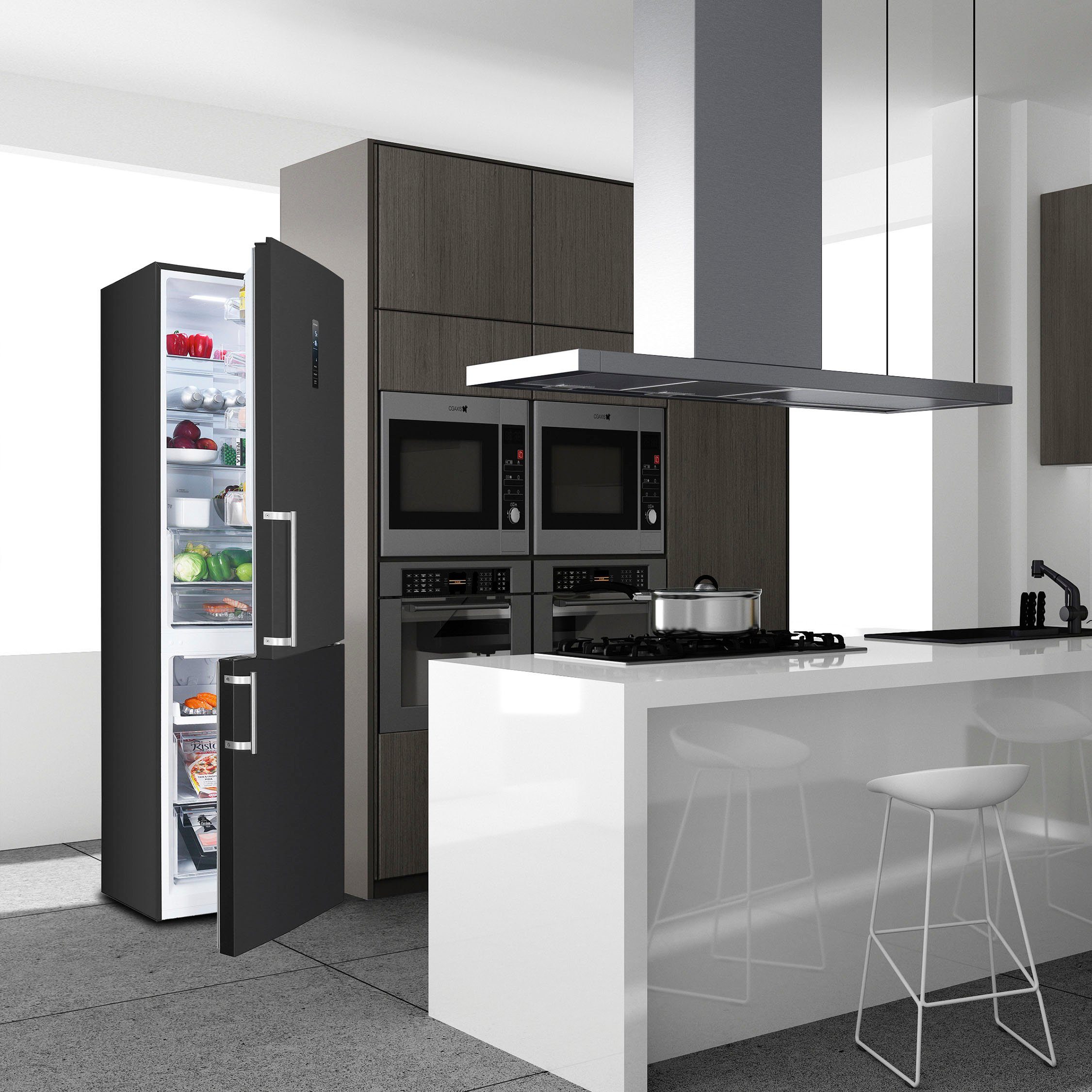 Hanseatic Koel-vriescombinatie HKGK19560CNFDI Snelle vriesfunctie, Eco-modus, NoFrost, Display, Deuralarm