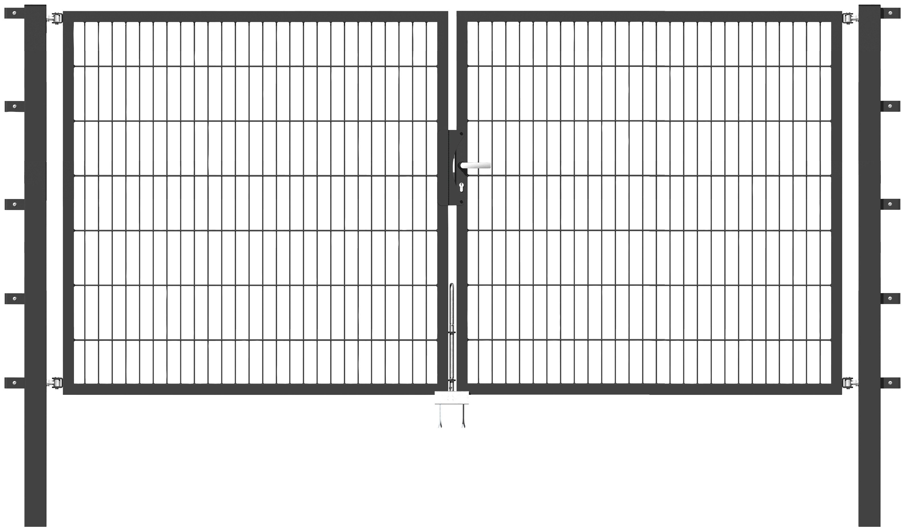 GAH Alberts Deur met dubbel hek Flexo 300 cm breedte (150 cm + 150 cm), in verschillende hoogten hekken maat 300 cm x 140 cm grijs