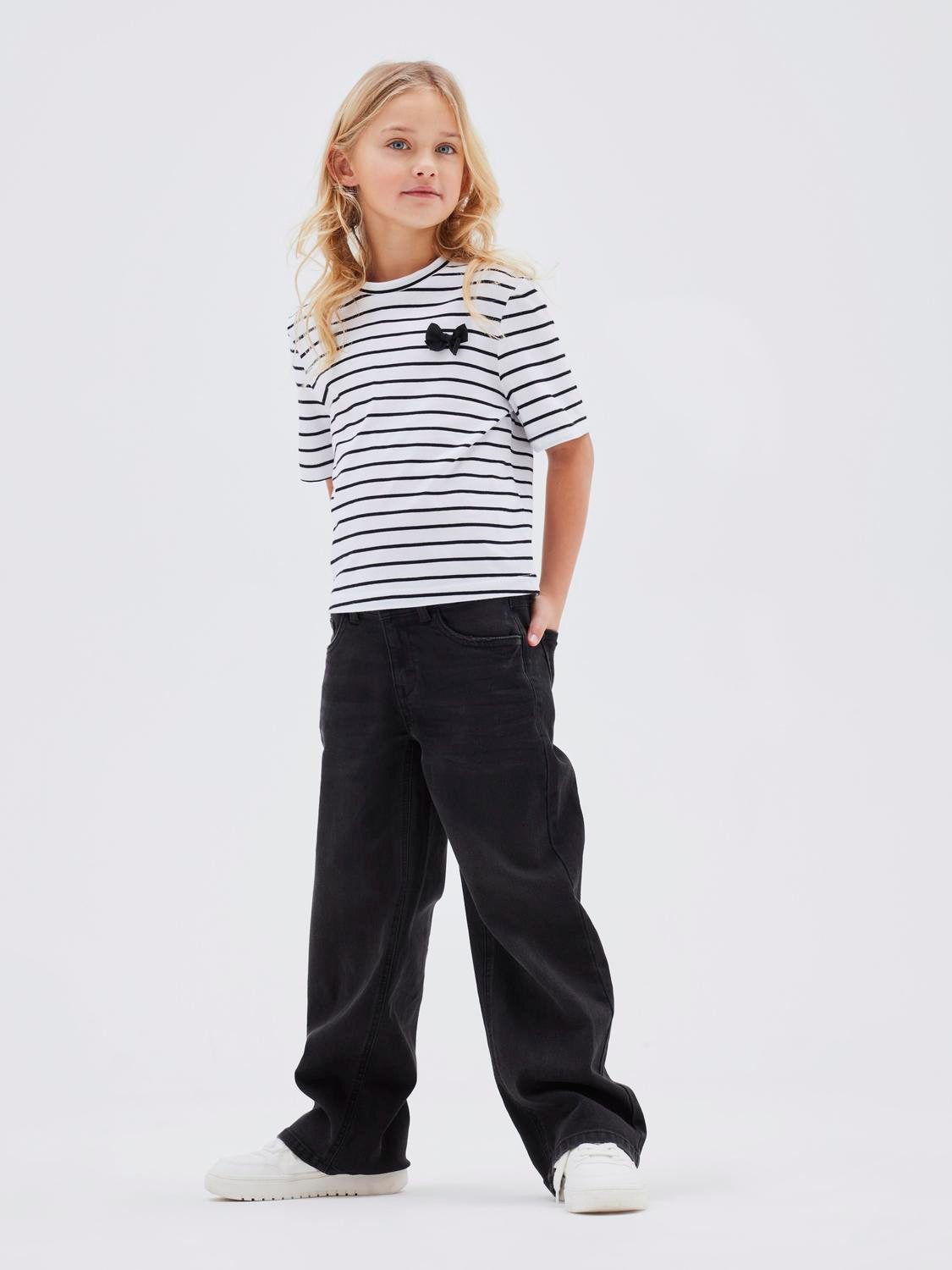 Name it KIDS wide leg jeans NKFROSE black denim Zwart Meisjes Stretchdenim 128