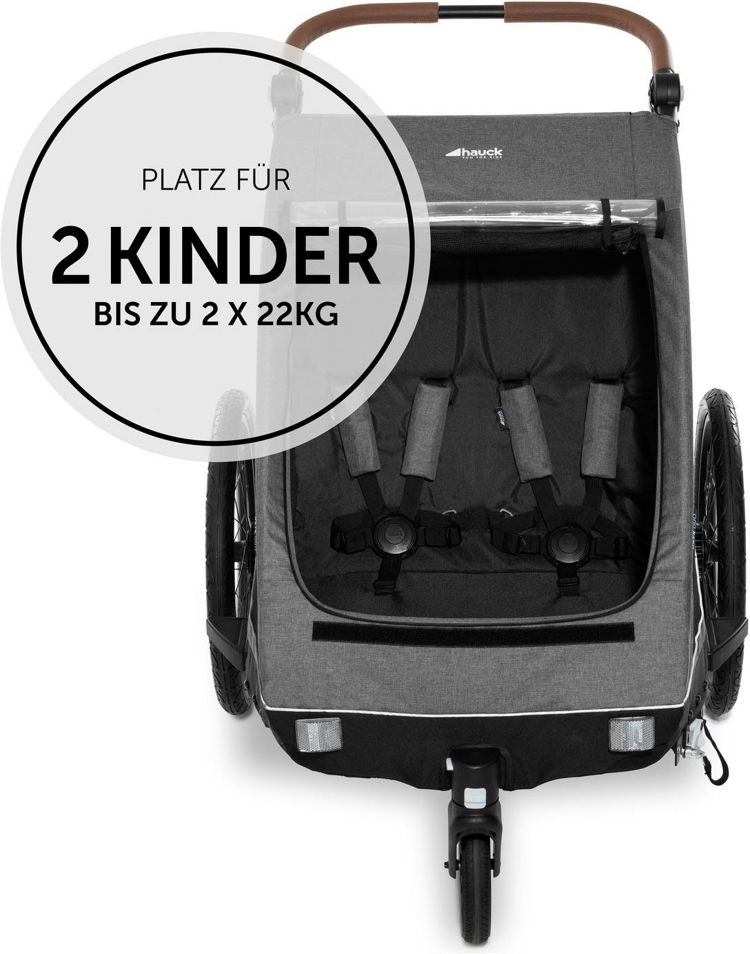 Hauck Kinderen fiets aanhanger 2in1 Bike Trailer und Buggy Dryk Duo, melange grey