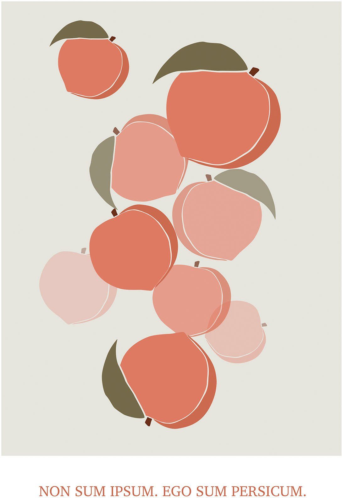 Komar Wanddecoratie Cultivated Peaches Wanddecoratie - zonder lijst (1 stuk) foto schilderijen maat 30 cm x 40 cm rood