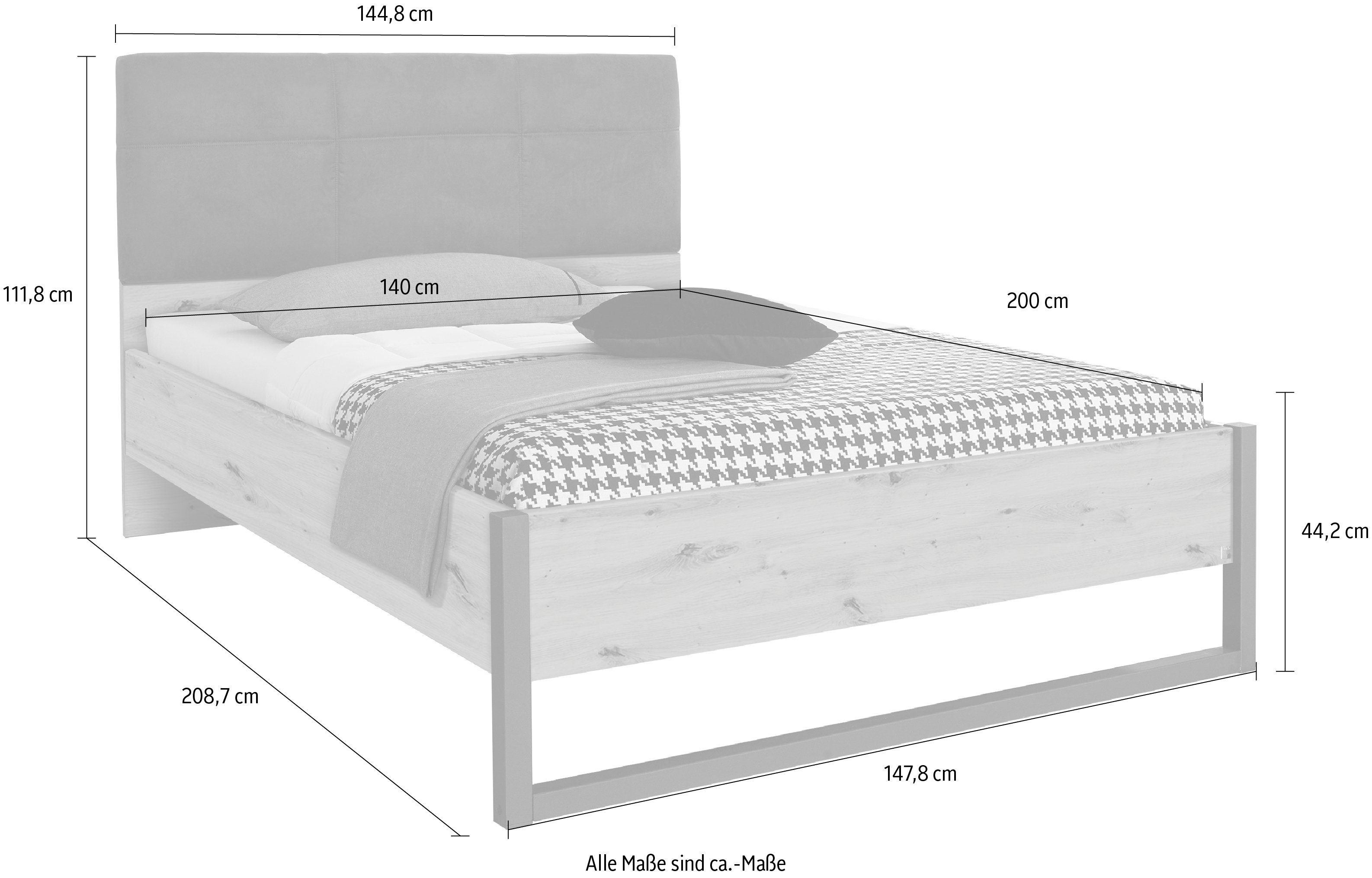 rauch Bed TAMPA in moderne industriële stijl, metalen bedslede