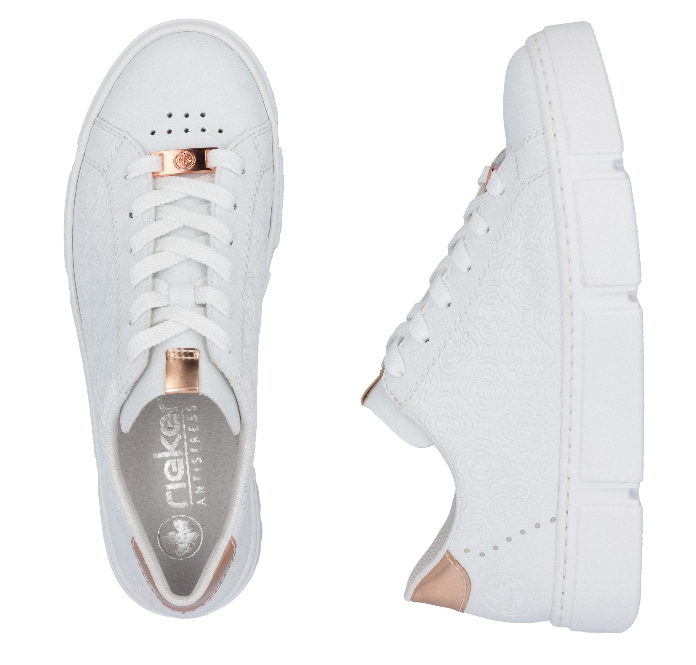 Rieker Plateausneakers met metallic-kleuraccenten, vrijetijdsschoen, lage schoen, veterschoen