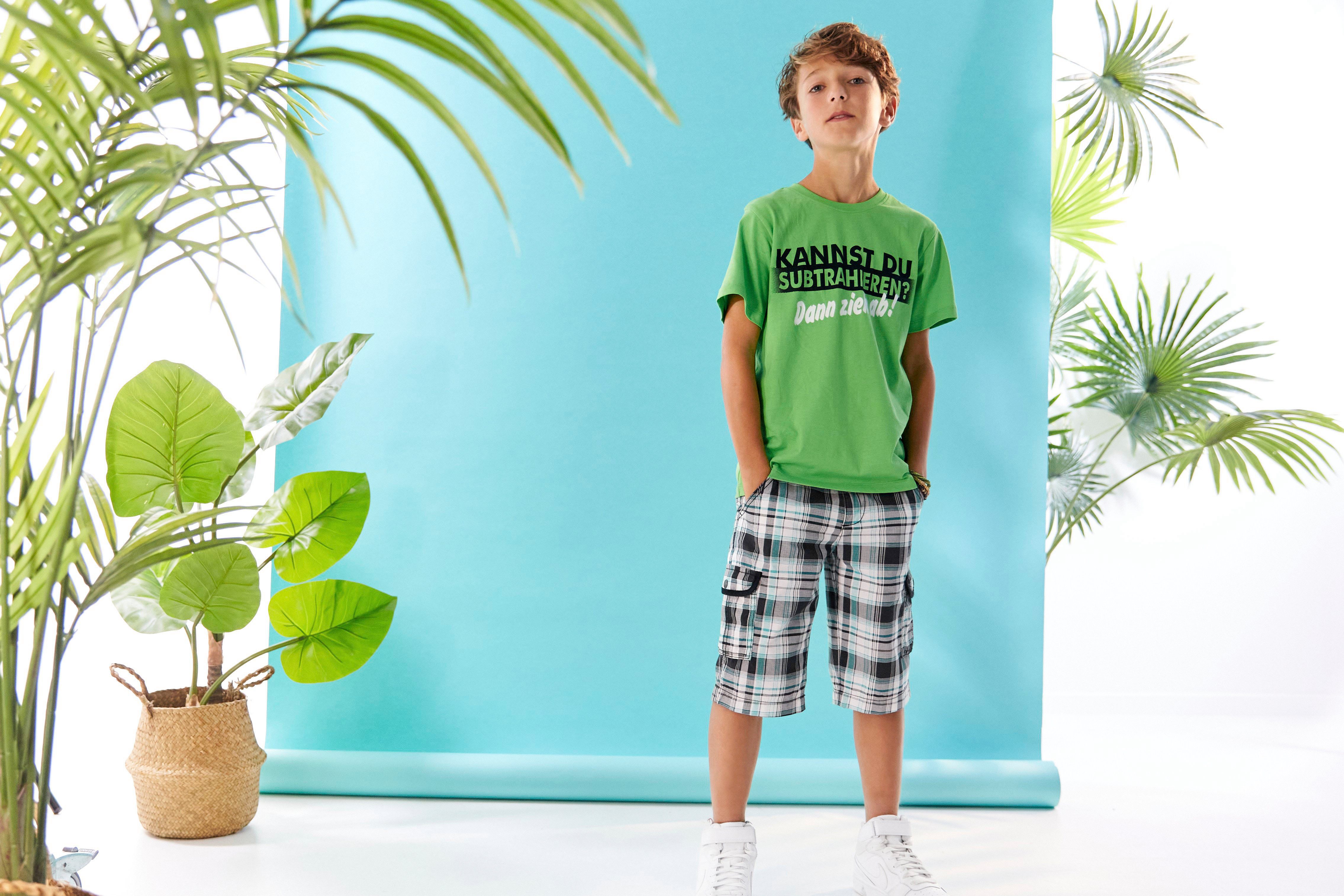 KIDSWORLD T-shirt KANNST DU SUBTRAHIEREN? Korte mouwen, met trendy print, diepe ronde hals, van katoen