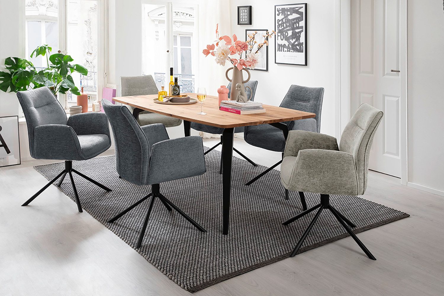 MCA furniture Eetkamerstoel (2-set), draaibaar 360°, belastbaarheid 120 kg, zithoogte ca. 50 cm