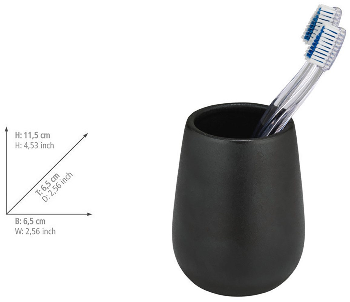WENKO Set badkameraccessoires Model Nerno Zeepdispenser en tandenborstelbeker van hoogwaardige keramiek (2-delig)