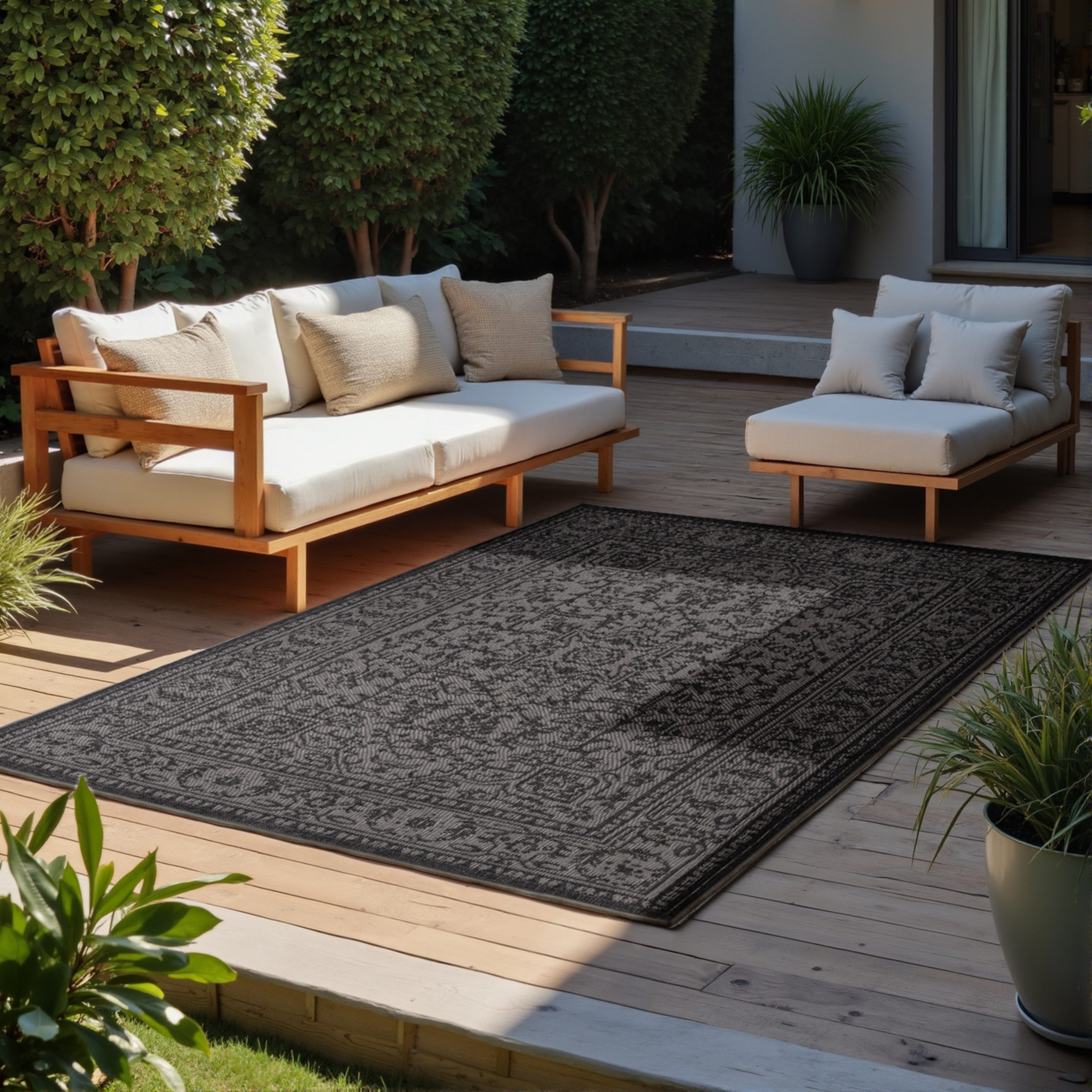 NORTHRUGS Outdoorkleed Kona omkeerbaar tapijt buitenkleden zwart