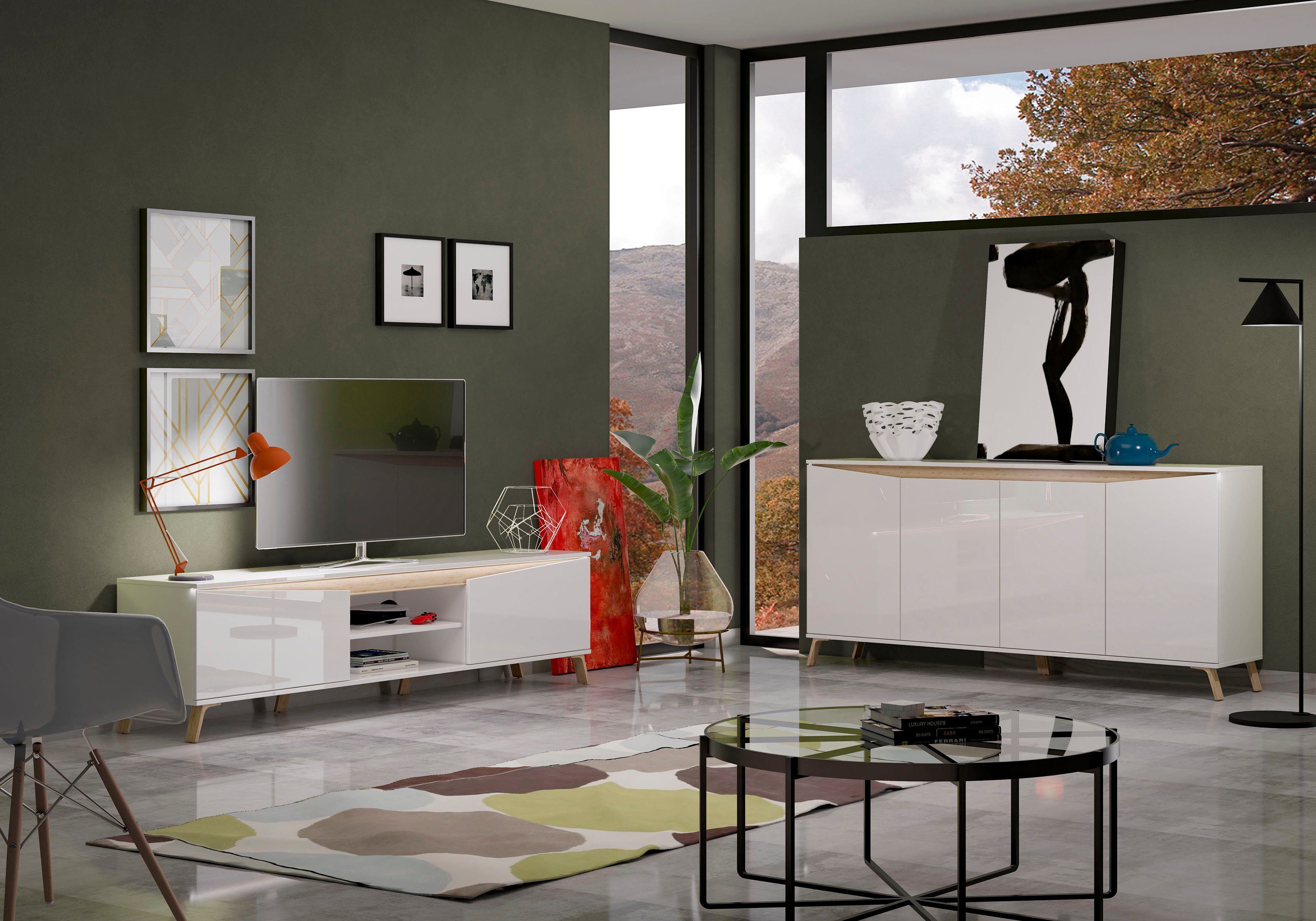 INOSIGN Dressoir ALADINO Breedte 184 cm, compleet hoogglans, zonder verlichting