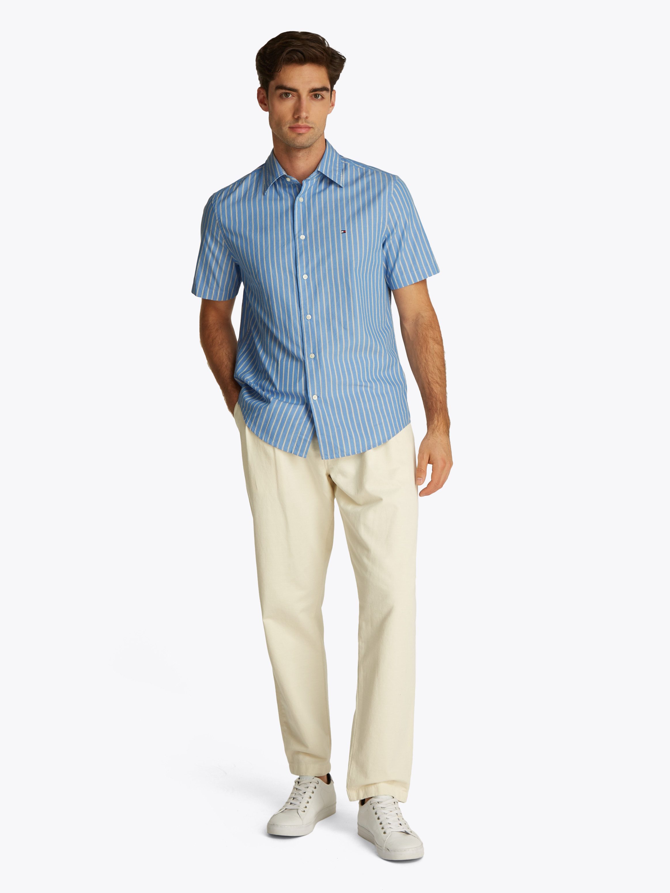 Tommy Hilfiger Overhemd met korte mouwen FLEX POPLIN RETRO STP SS SHIRT
