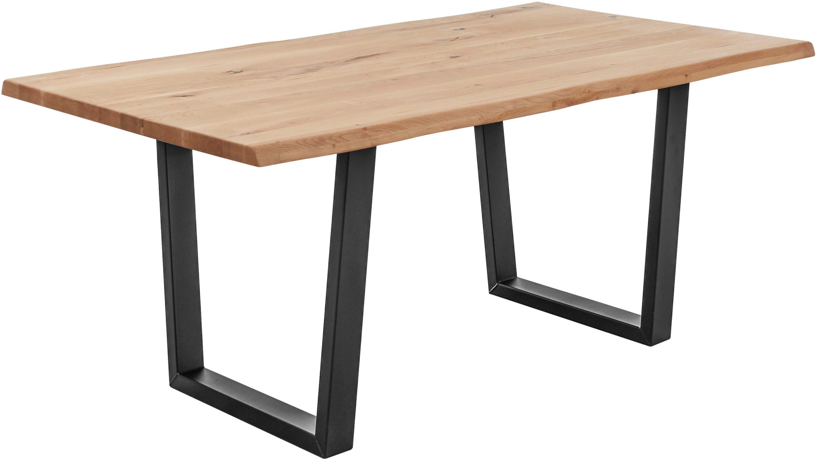 Stolkom Eettafel Benny Eik massief hout, tafel met boomrand