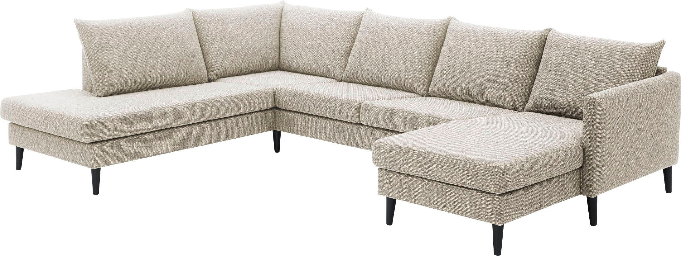 ATLANTIC home collection Zithoek Rekvik U-vorm met golfvering, met massief houten poten