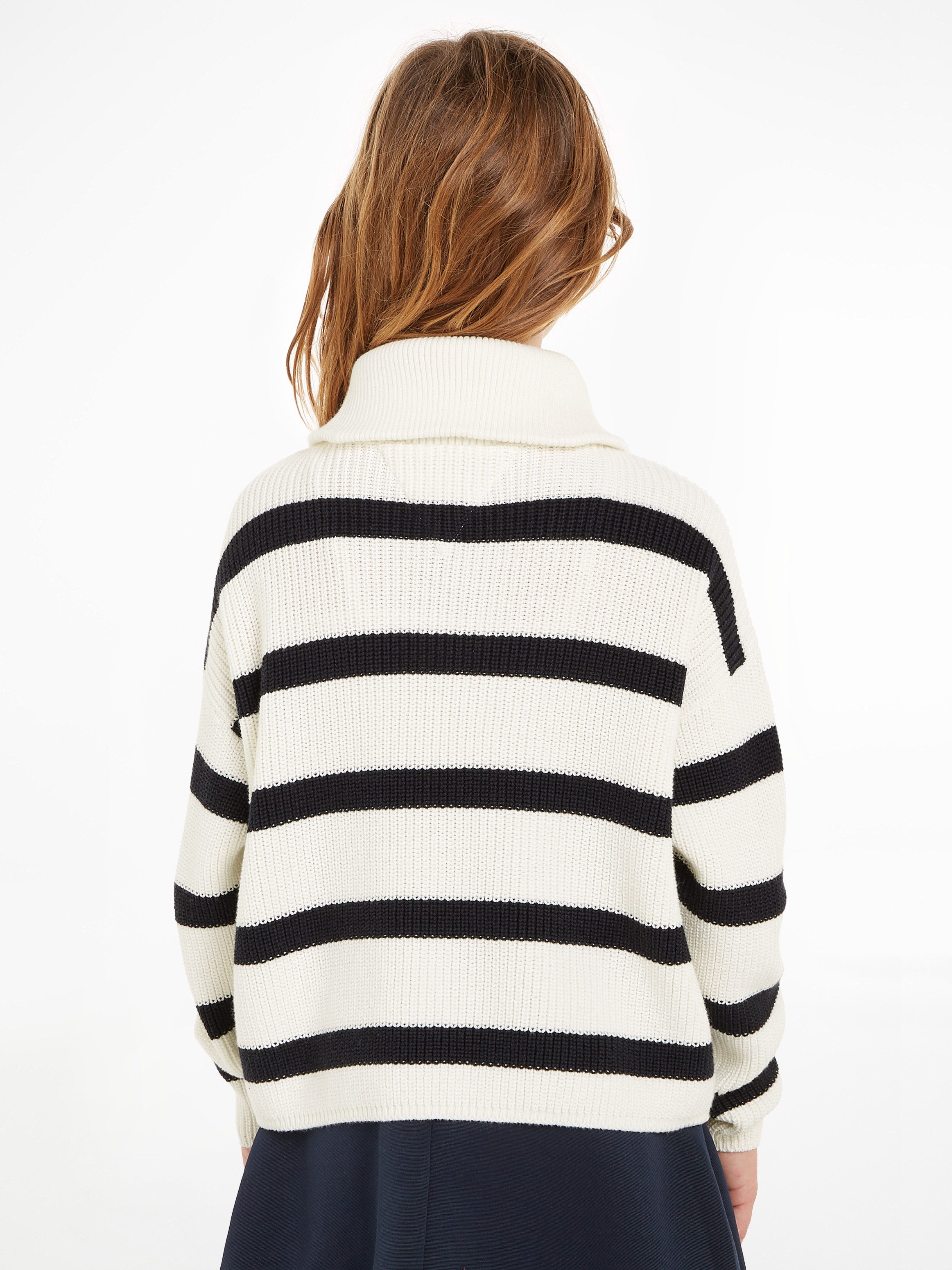 Tommy Hilfiger Schipperstrui STRIPE HALF ZIP SWEATER Kinderen tot 16 jaar met logo-opdruk