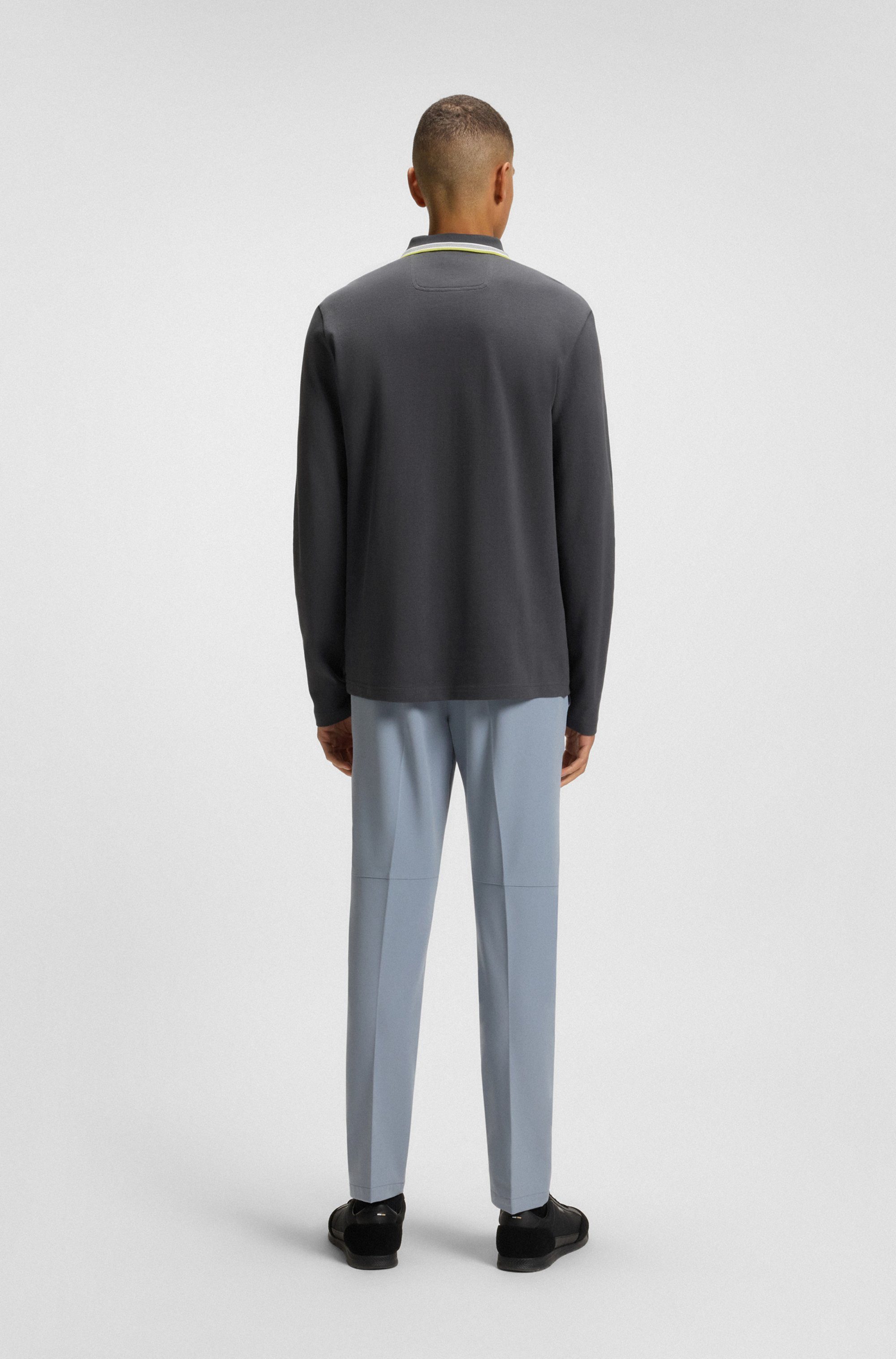 BOSS GREEN Poloshirt met lange mouwen Plisy met strepen op de kraag