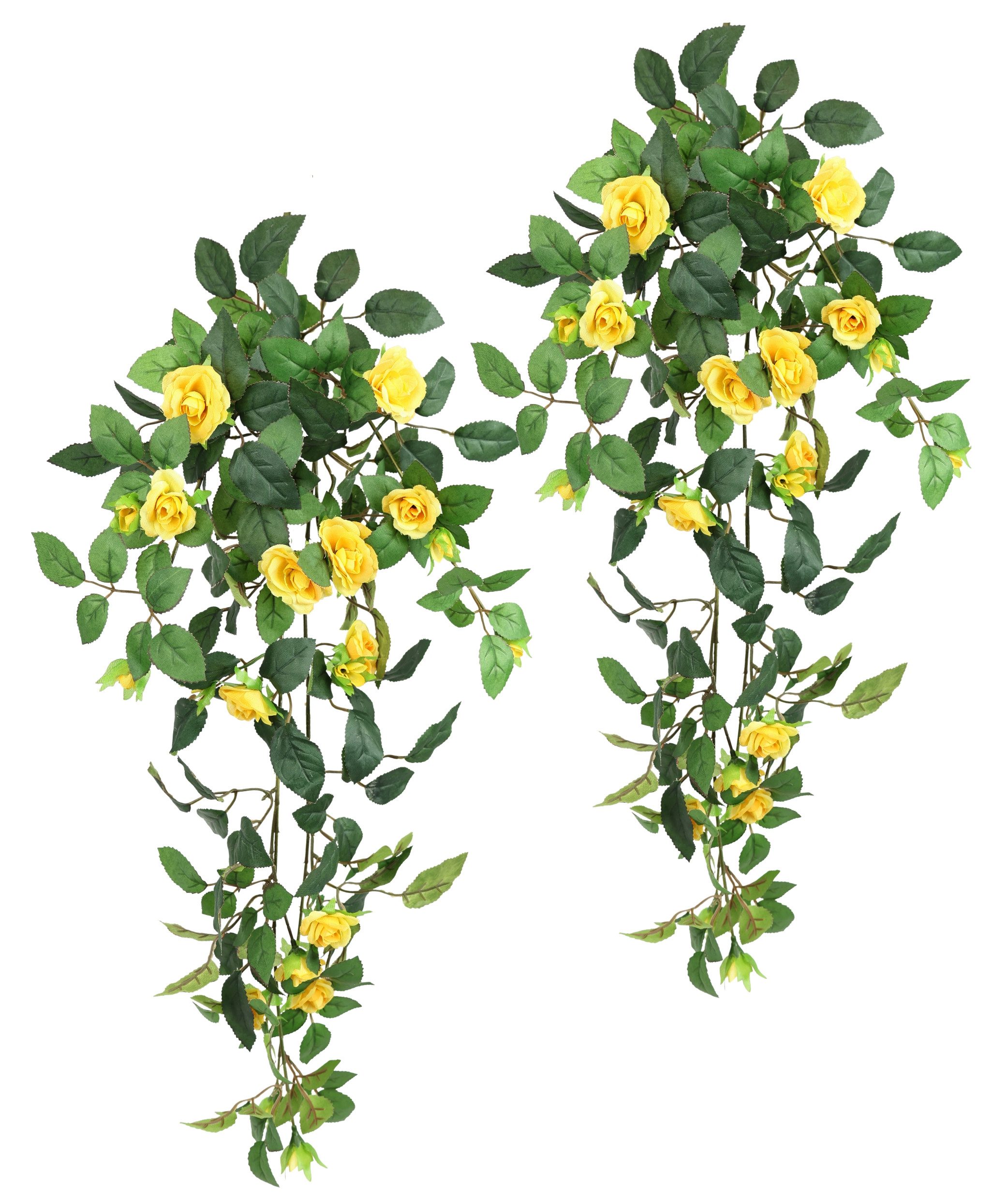 I.GE.A. Kunstbloem Kunstmatige rozenhanger Rozenrank rozenboog rozen bloem rozenkrans decoratie struik (2 stuks) kunstbloemen geel