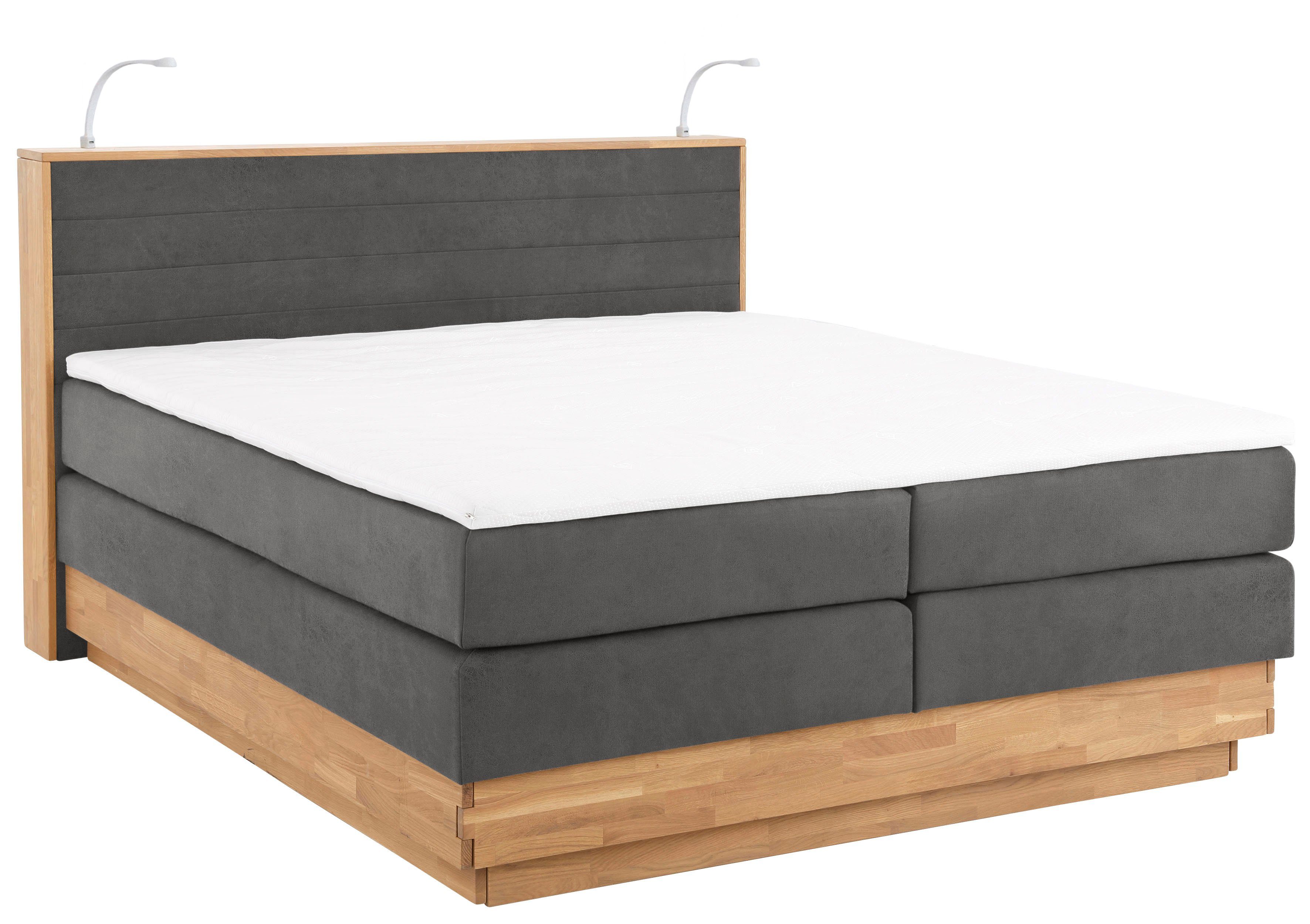 Home affaire Boxspring Cavan Eiken, met bedkist & topmatras, verschillende hardheden (ook H4)