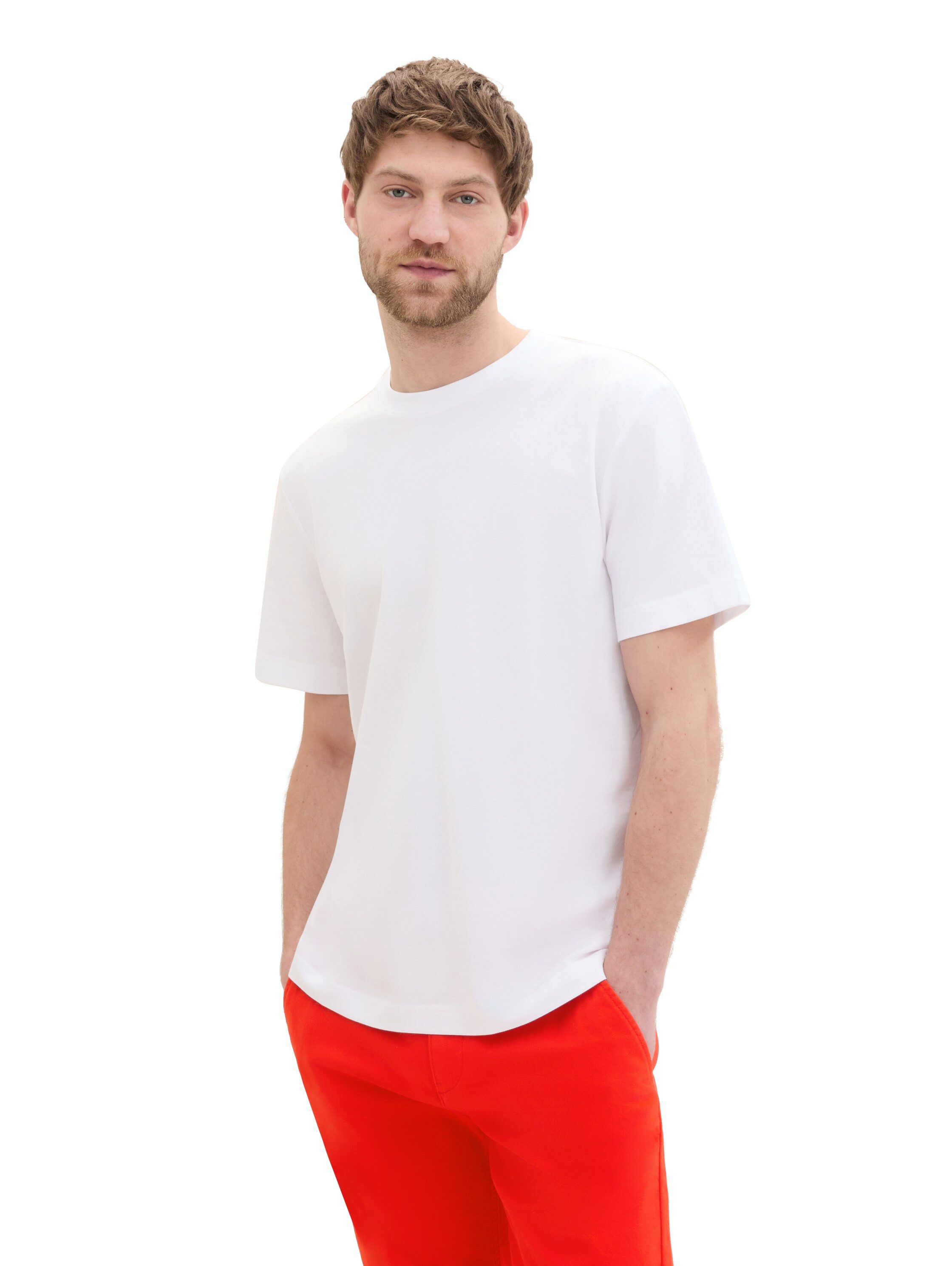 Tom Tailor T-shirt met piqué structuur