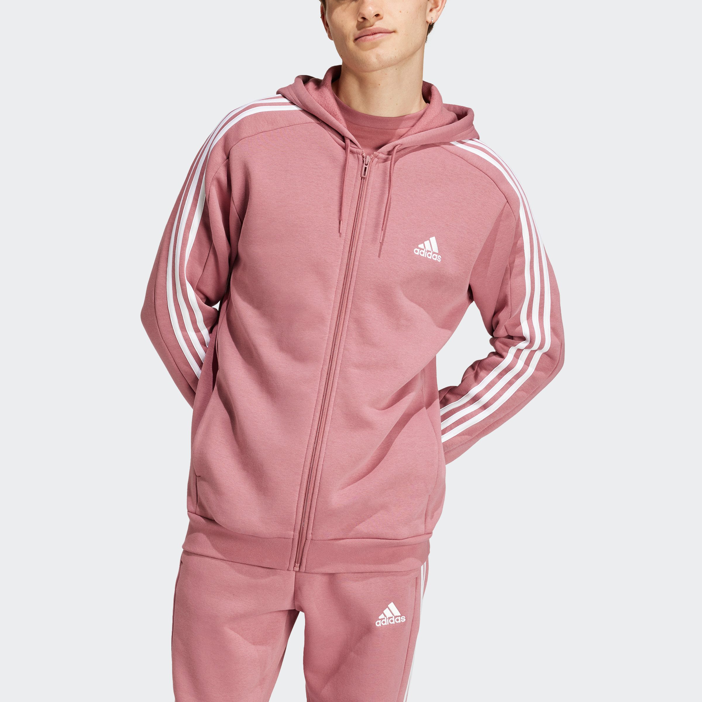 adidas Sportswear Capuchonsweatvest ESSENTIALS 3-STRIPES CAPUCHONJACK comfortabel materiaal van katoenmix (1-delig)
