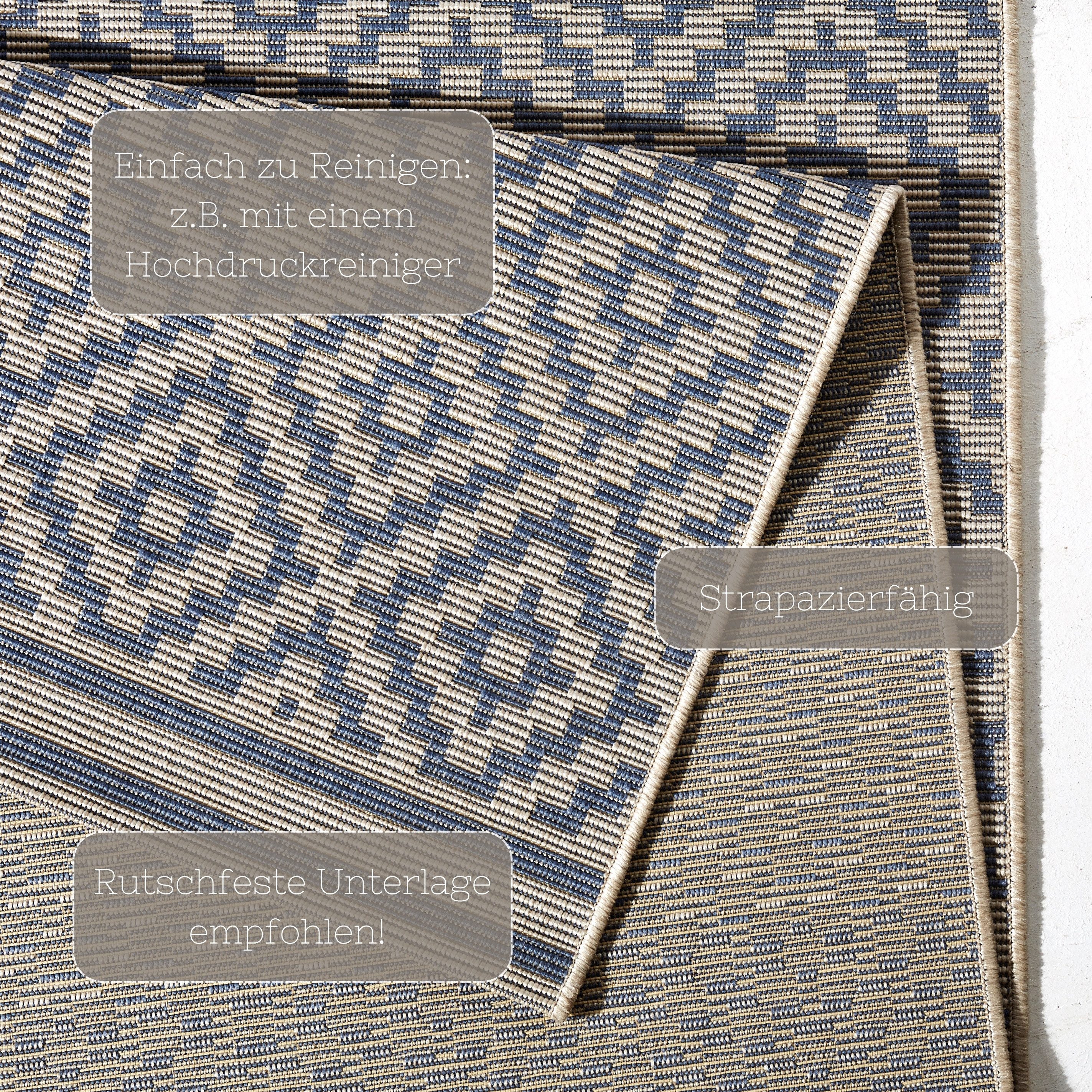 NORTHRUGS Vloerkleed Ruit Binnen- en buitengebruik, weerbestendig, balkon, loper, woonkamer, terras, ruit