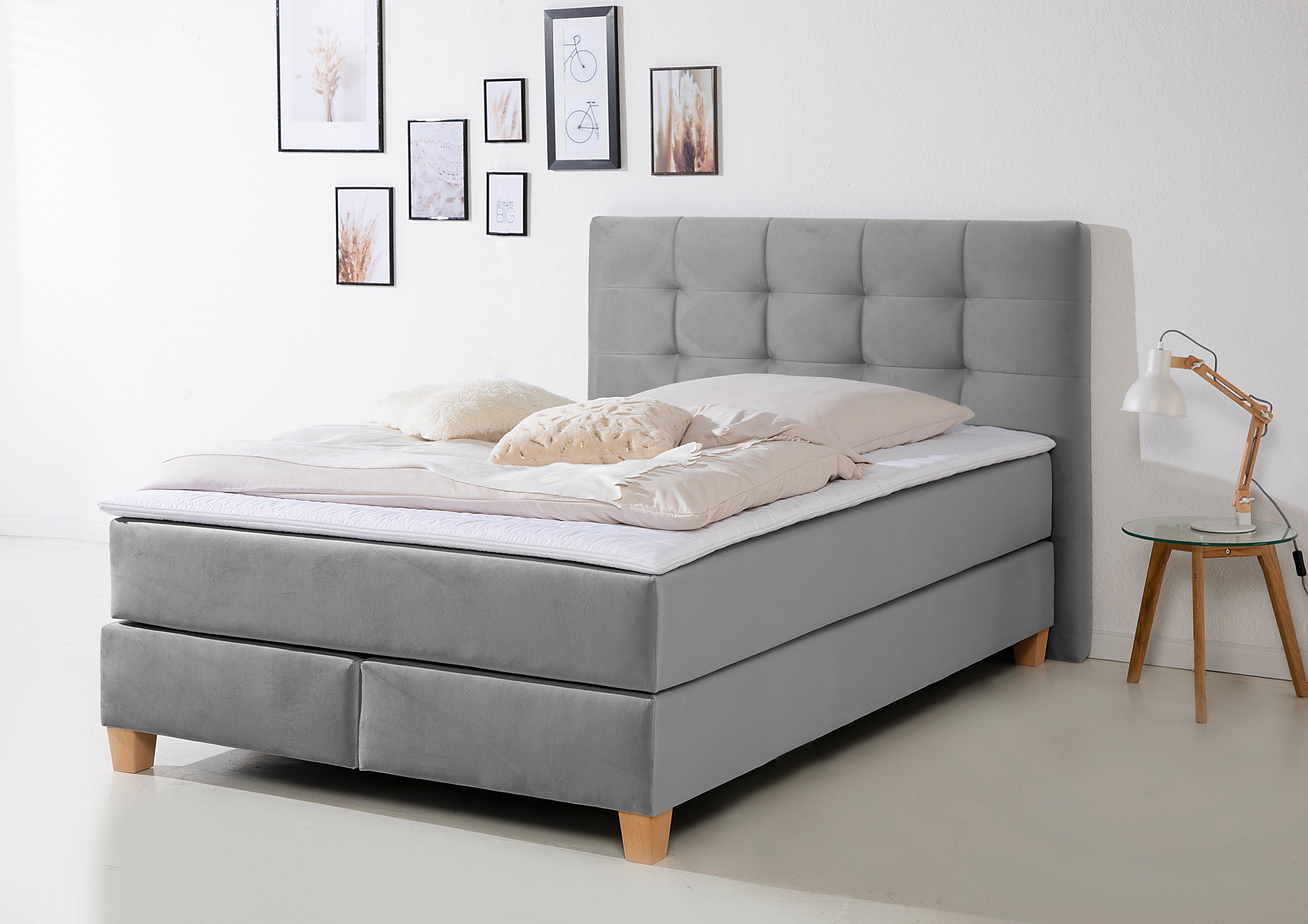 Home affaire Boxspring Moulay in extra lang 220 cm, met topmatras, 3 uitvoeringen, 4 breedten