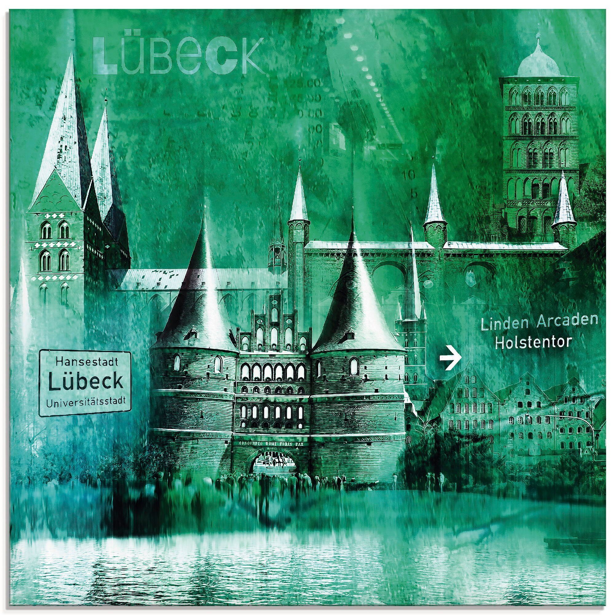 Artland Print op glas Lübeck Hanzestad collage 05 (1 stuk)