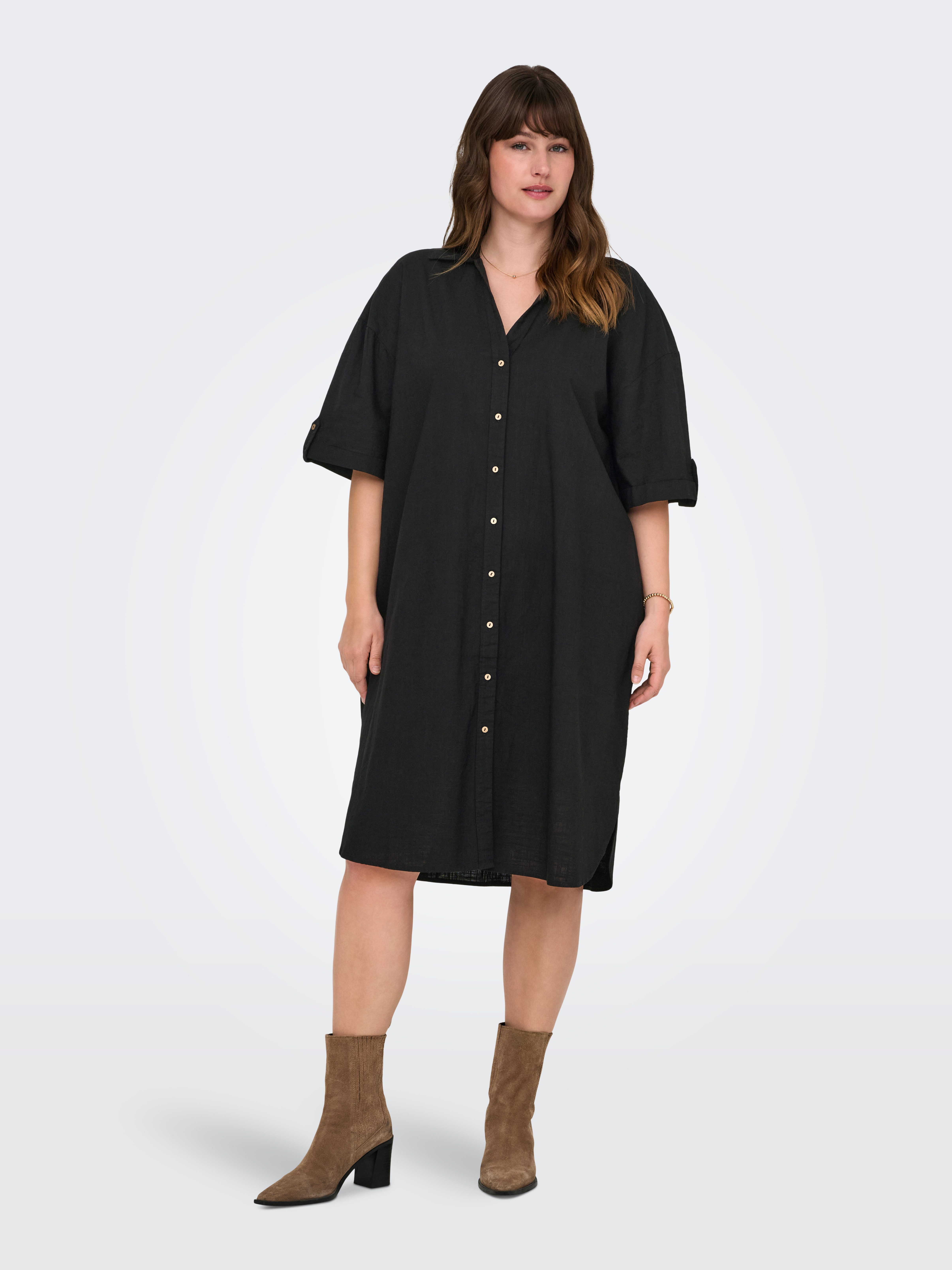 ONLY CARMAKOMA Blousejurk CARCOCO SS BLK SHIRT DRESS WVN