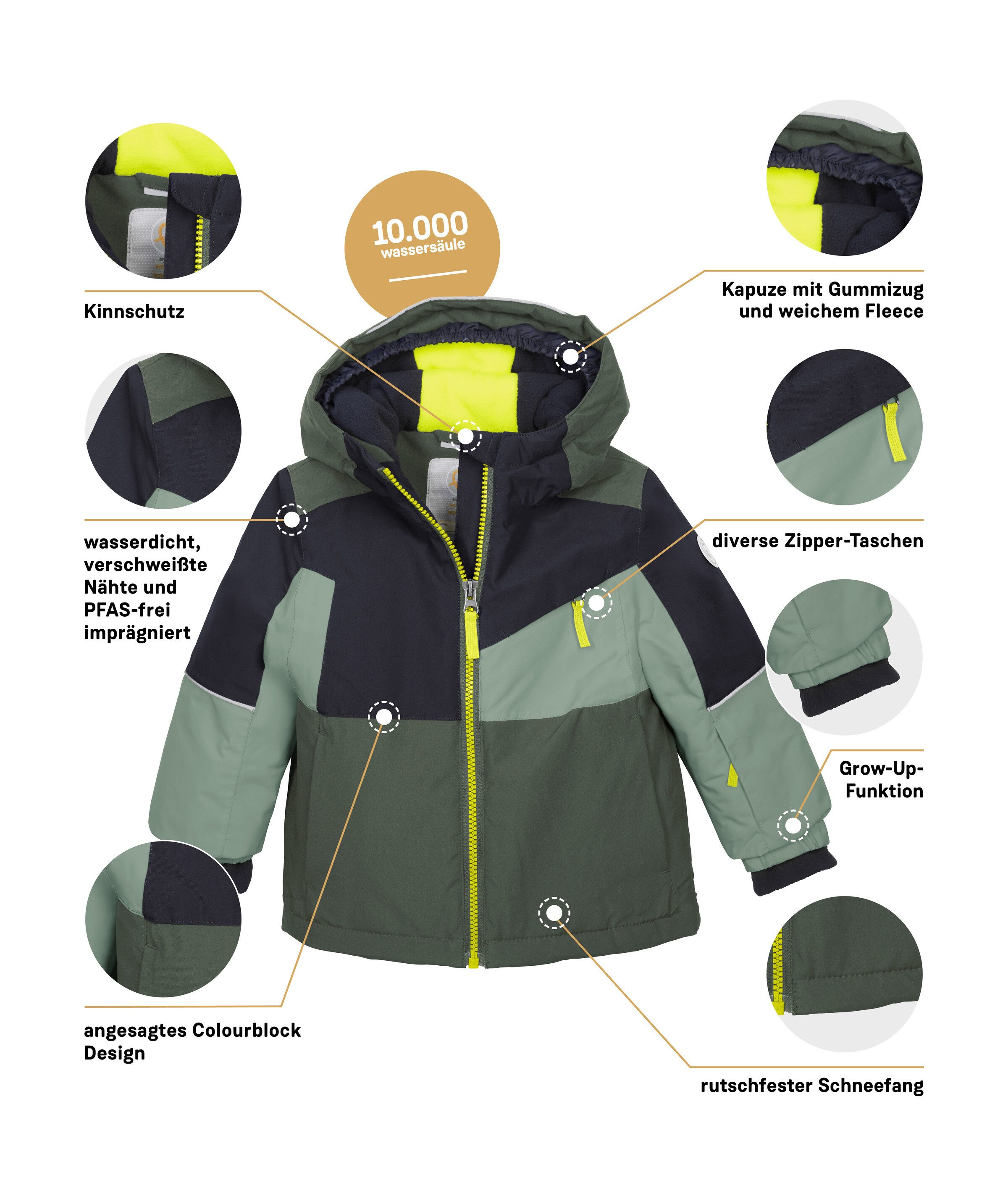 first instinct by killtec Ski-jack FISW 42 MNS SKI JCKT Functionele jas: waterdicht, colourblock, mouwen verlengbaar