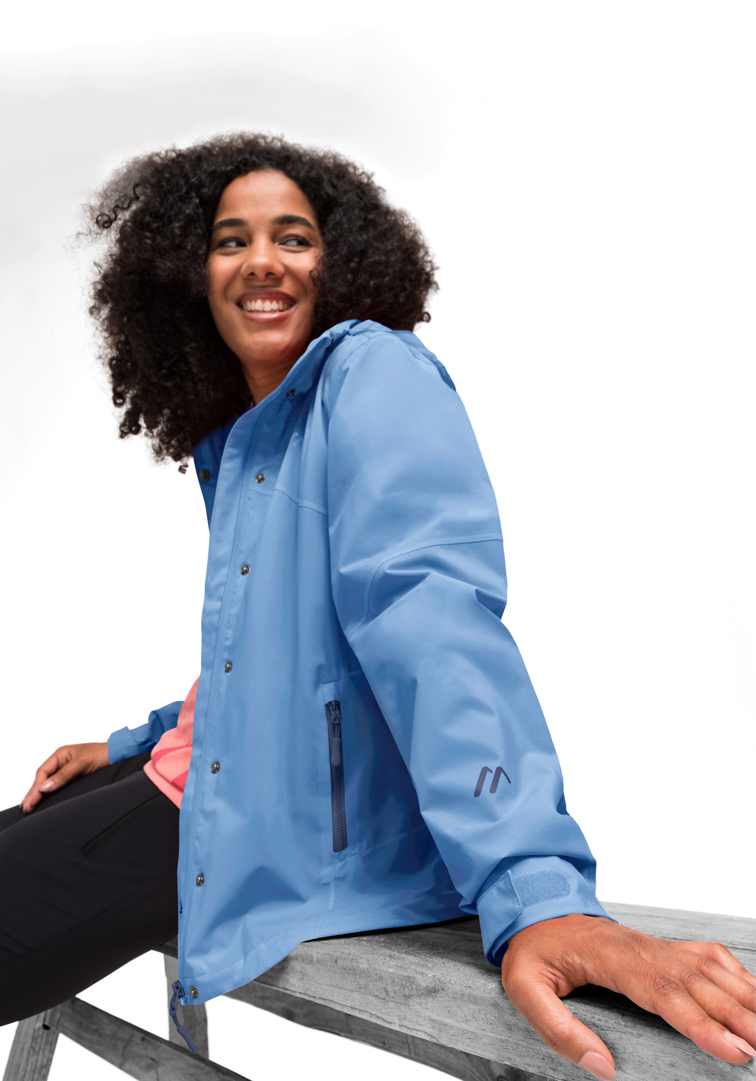 Maier Sports Outdoorjack Metor rec W Dames regenjack met capuchon, waterdicht, 2 buitenzakken, binnenzak