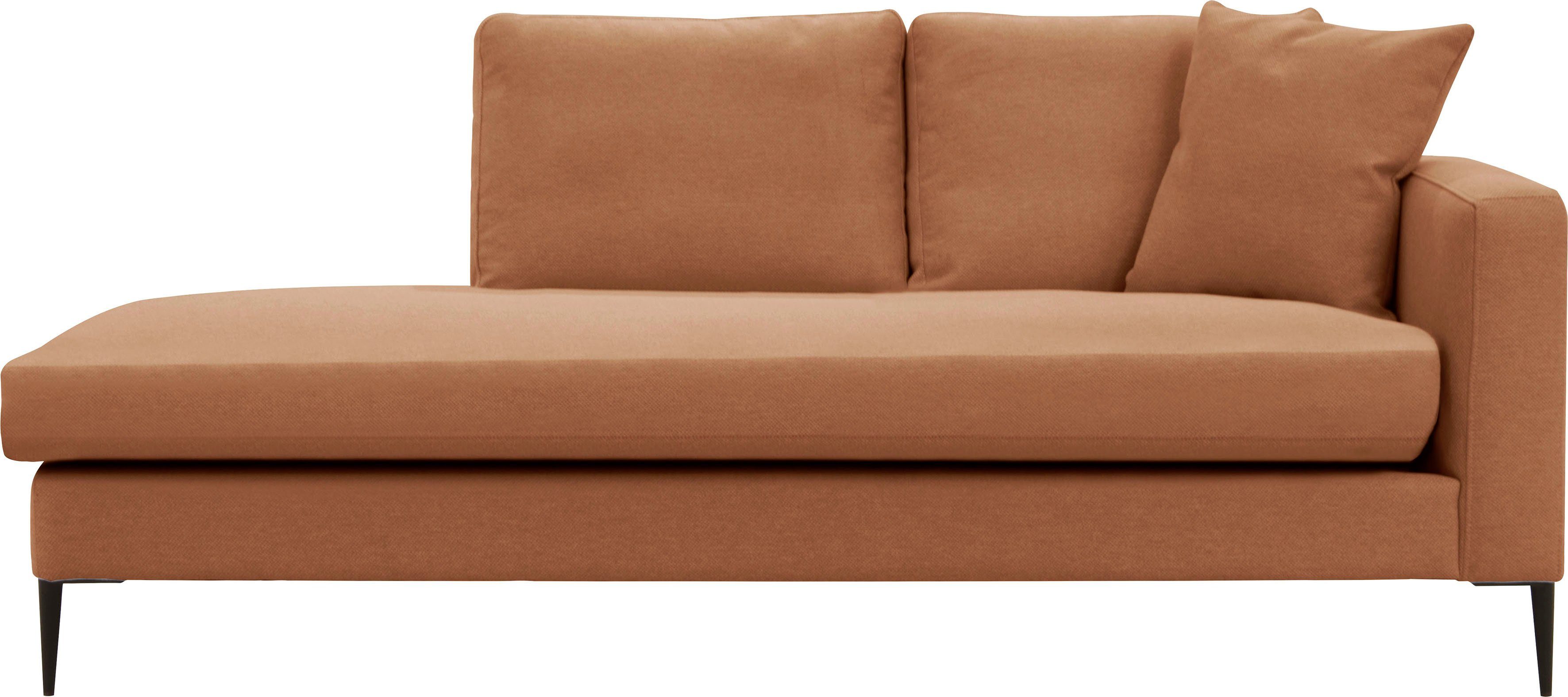 Leonique Récamier Cozy chaise longue, afmetingen B/D/H: 195/97/80 cm met los kussen en metalen poten, armleuning naar keuze links of rechts