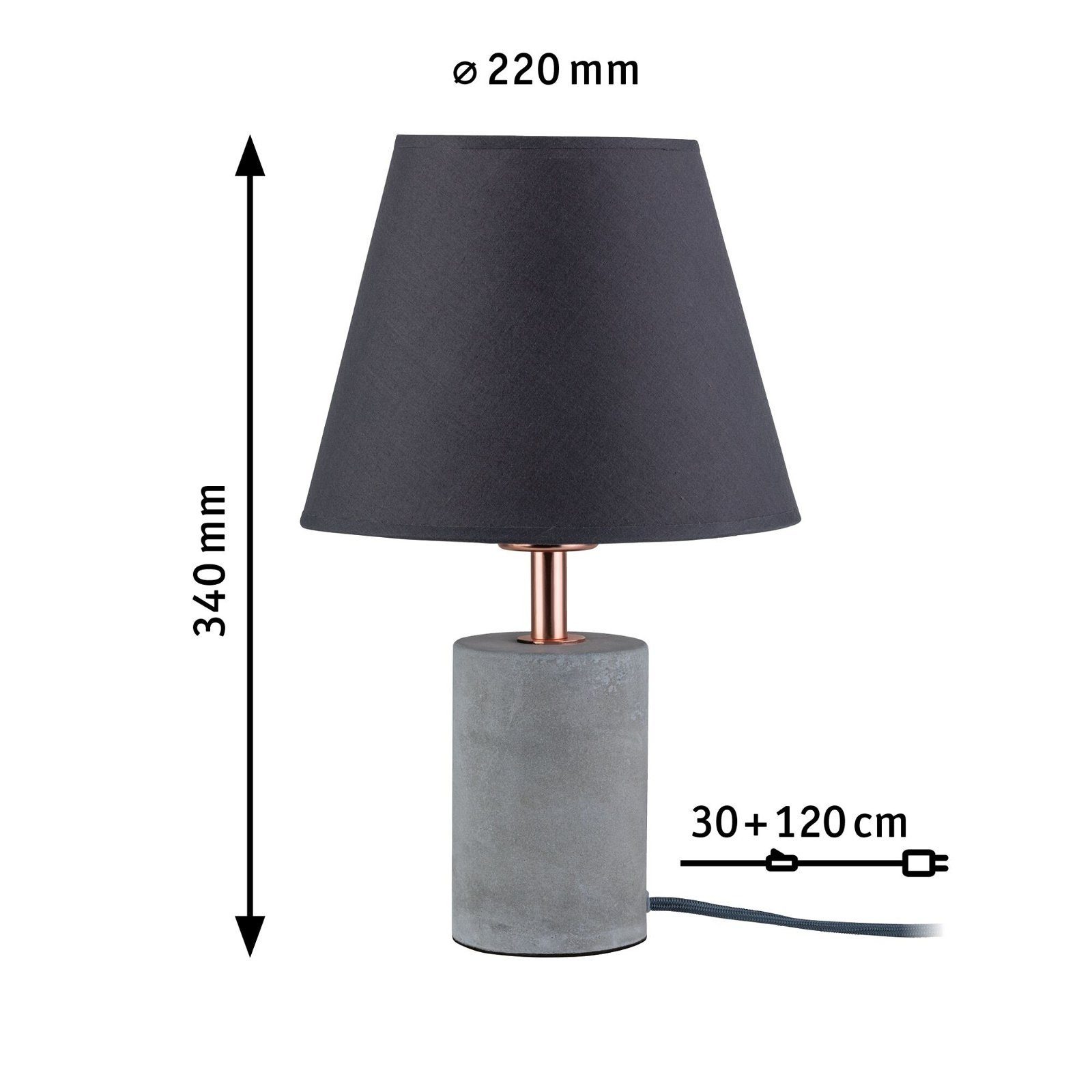 Paulmann Tafellamp Neordic Tem max.1x20W E27 Grijs/Koper 230V Stof/Beton/Metaal (1 stuk)