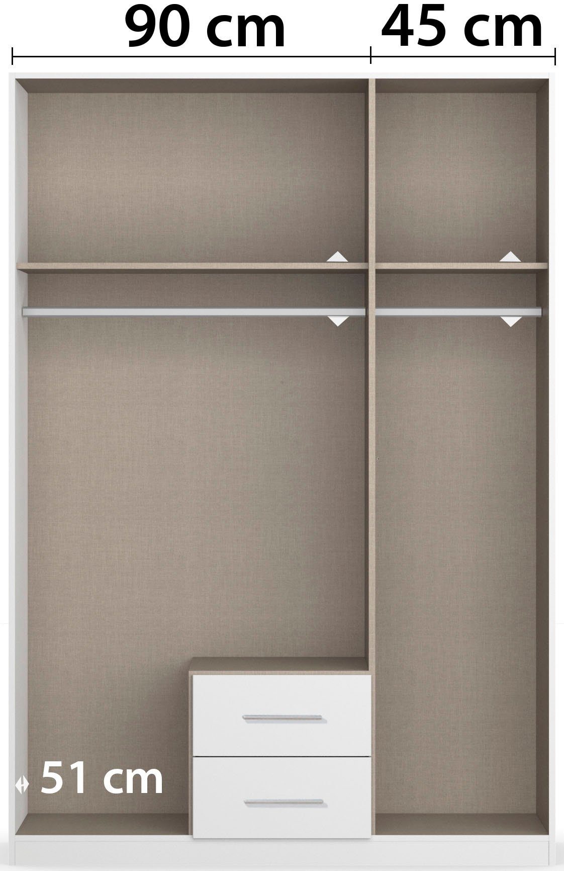 rauch Draaideurkast Micro met elegante panelen en praktische externe laden