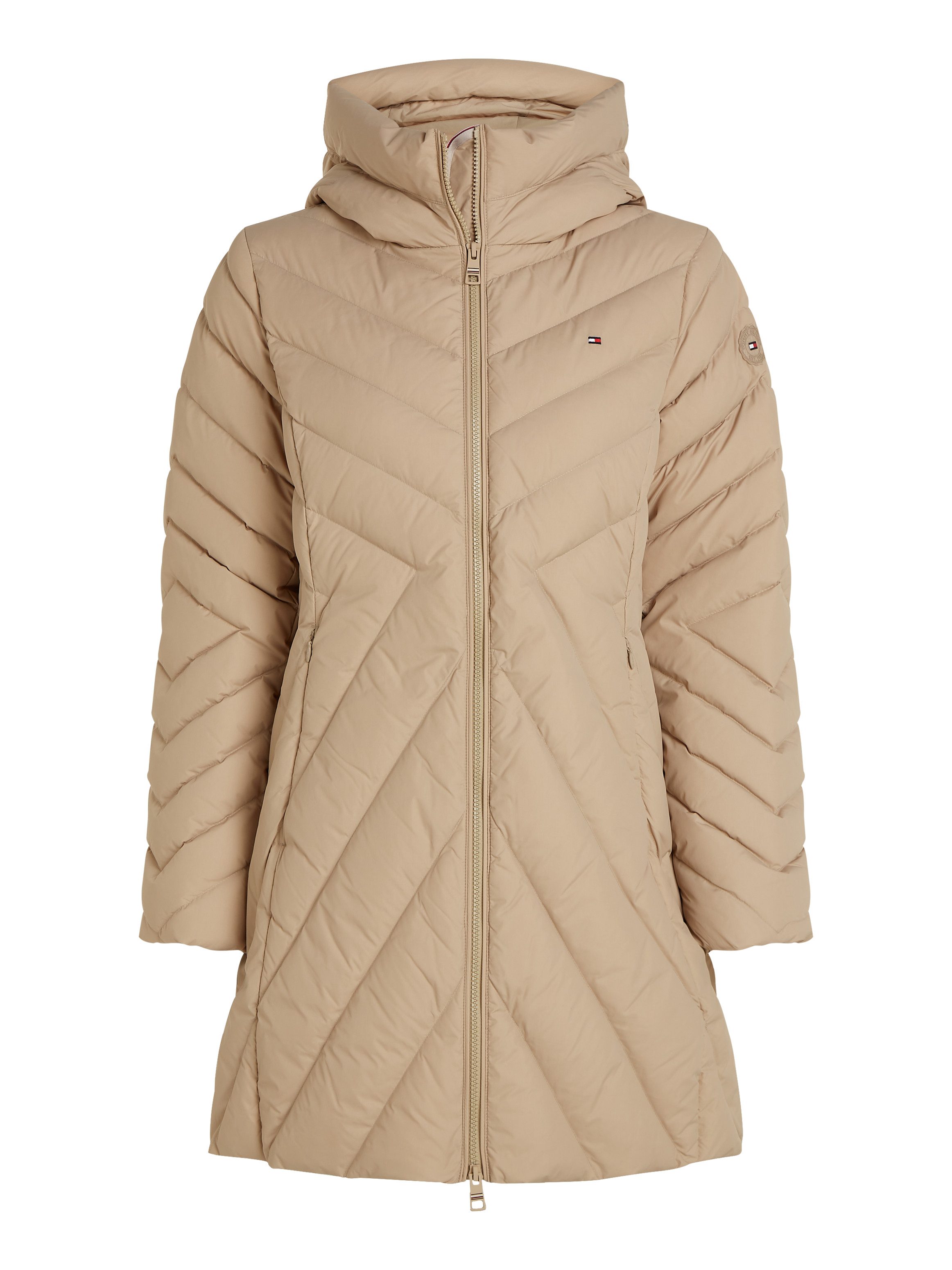 Tommy Hilfiger Gewatteerde jas CHEVRON MW PADDED COAT met gemiddelde vulling en merklabel