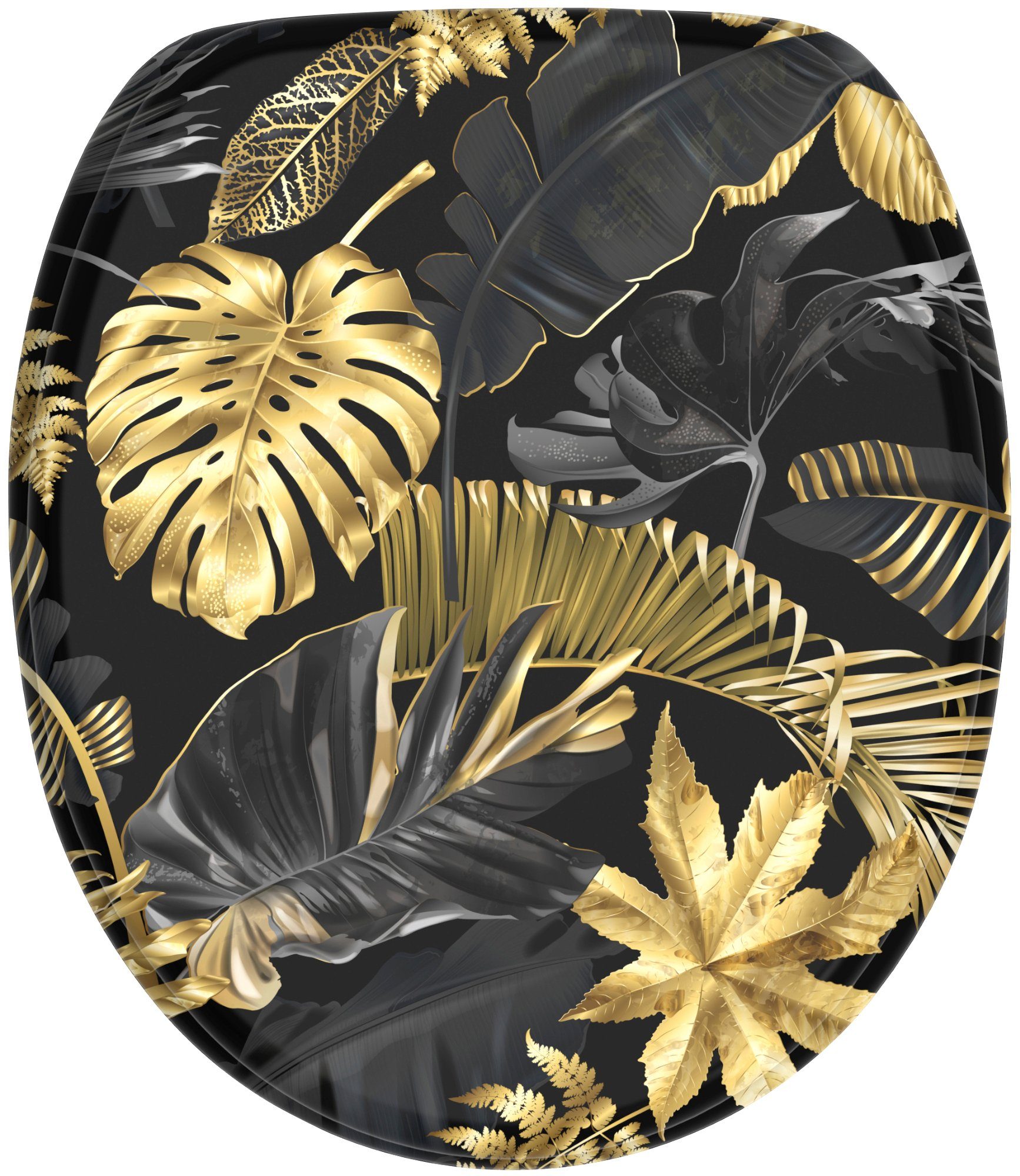 sanilo toiletzitting golden leaves met softclosemechanisme, bxl: 37,7x 42,0 - 47,0 cm goud