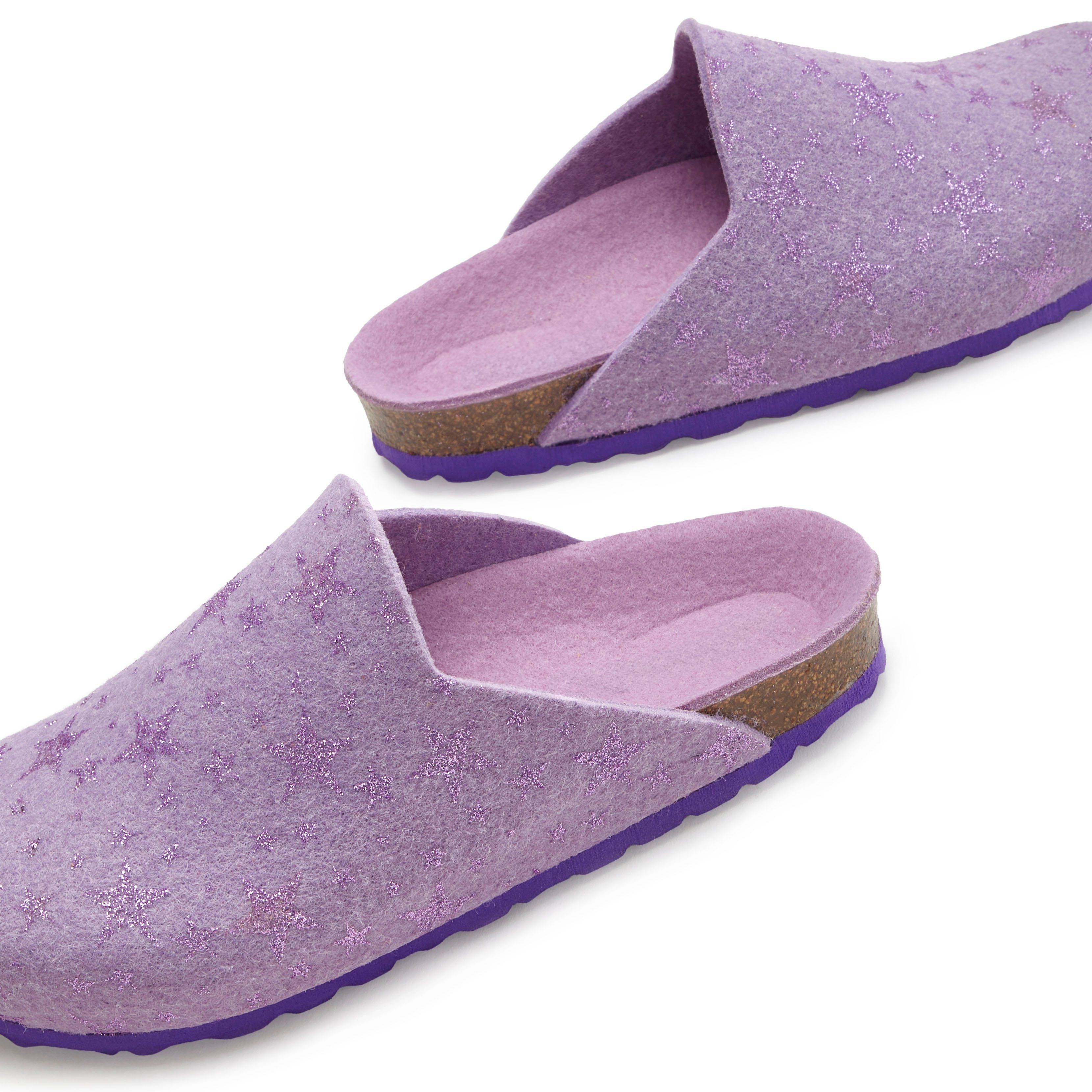 Vivance Slippers Pantoffel, klomp, pantoffel, van vilt met verwarmend kurken voetbed & sterrenprint