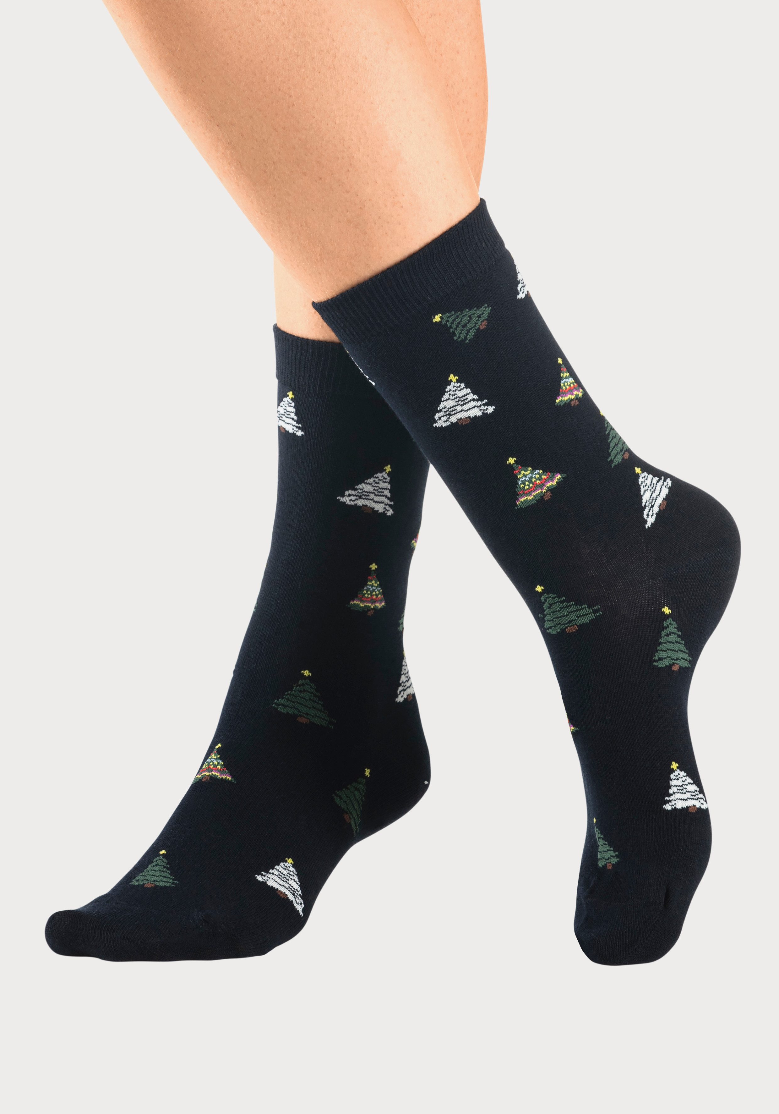 H.I.S Basic sokken Kerstsokken met kerstachtige motieven (set 3 paar)