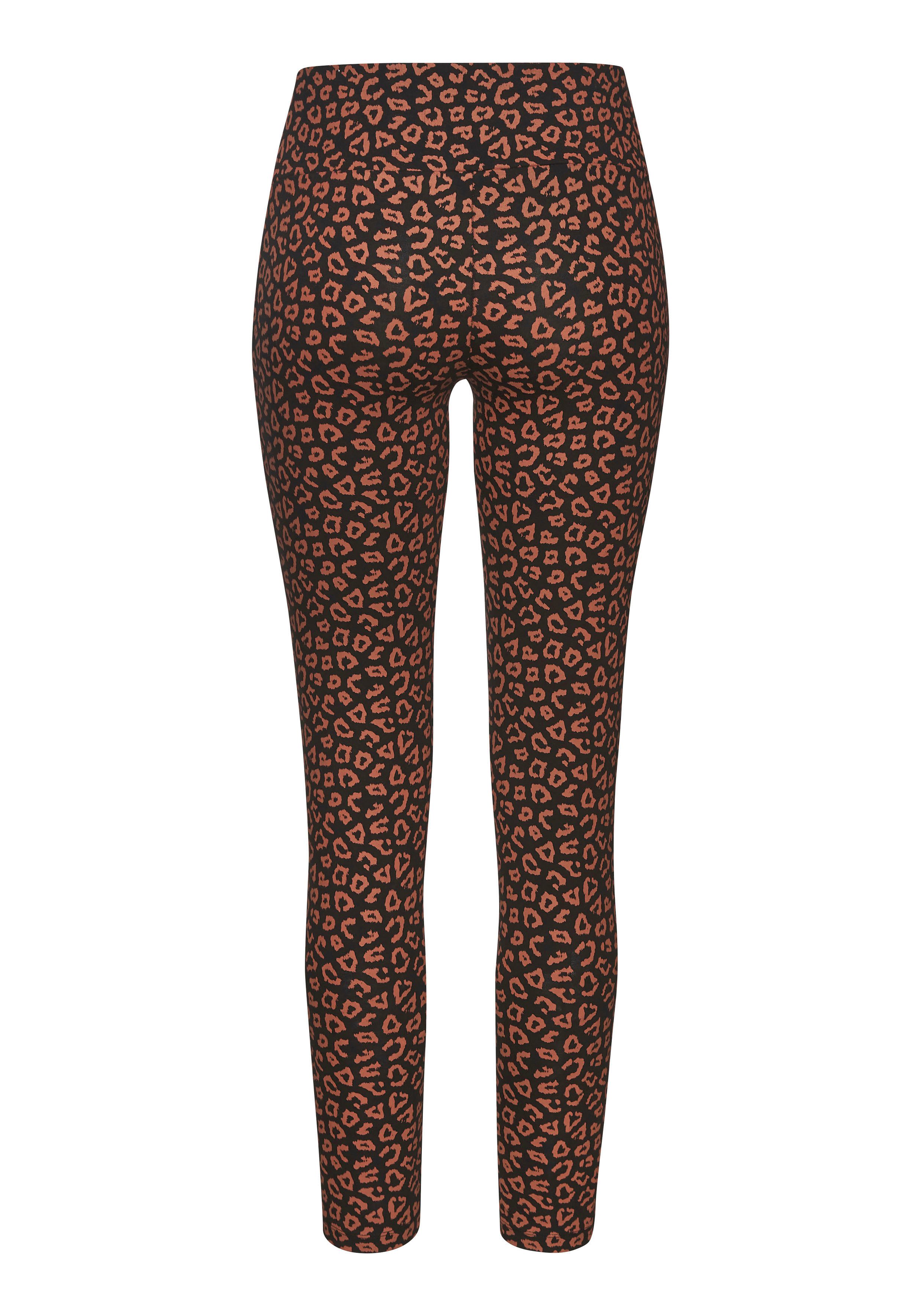 Lascana Legging Sweatleggings met brede band in leeuwprint loungewear