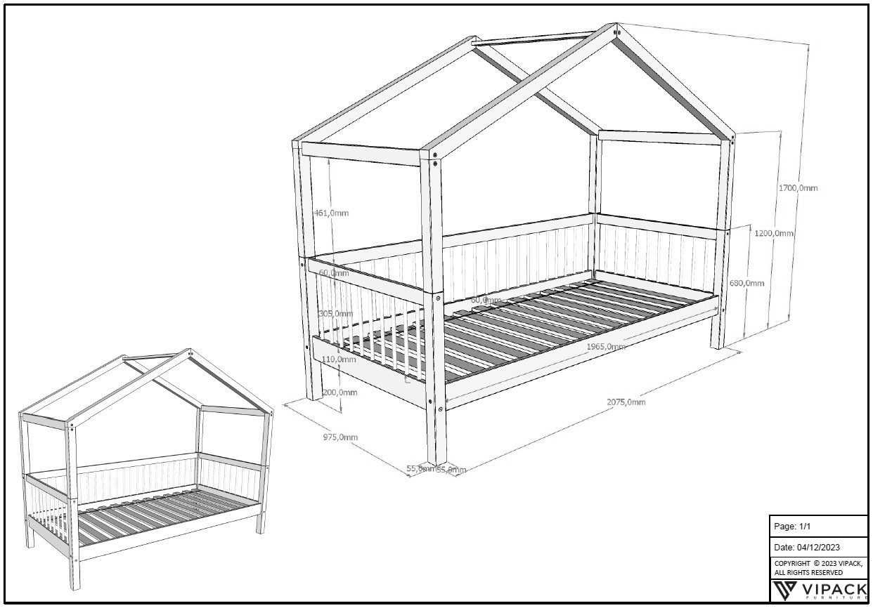 Home affaire Huisbed van massief geolied eikenhout, lf 90x200 cm, optioneel met bedlade