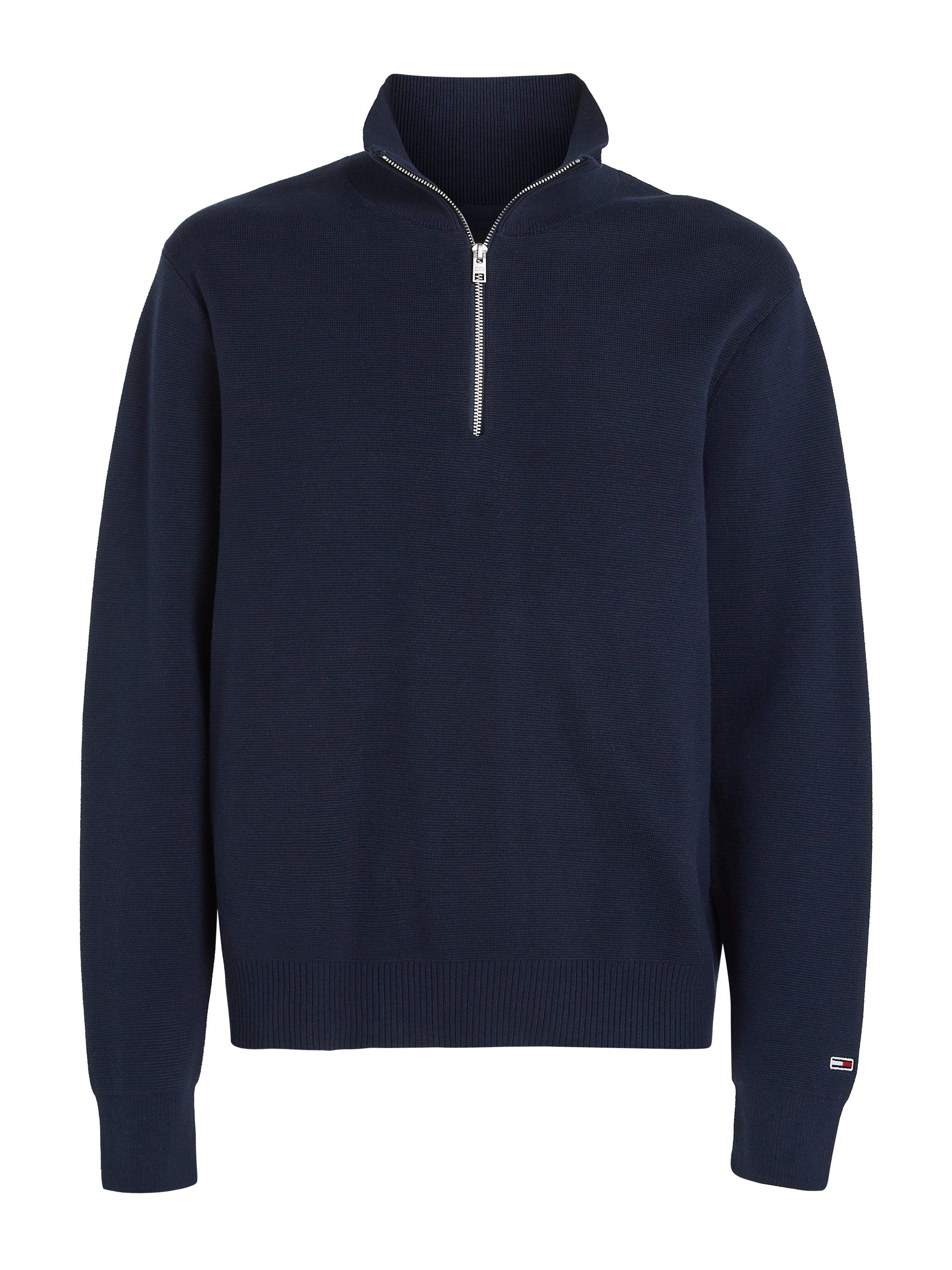 TOMMY JEANS Gebreide trui TJM REG HALF ZIP SWEATER met geborduurd merklogo op de mouw