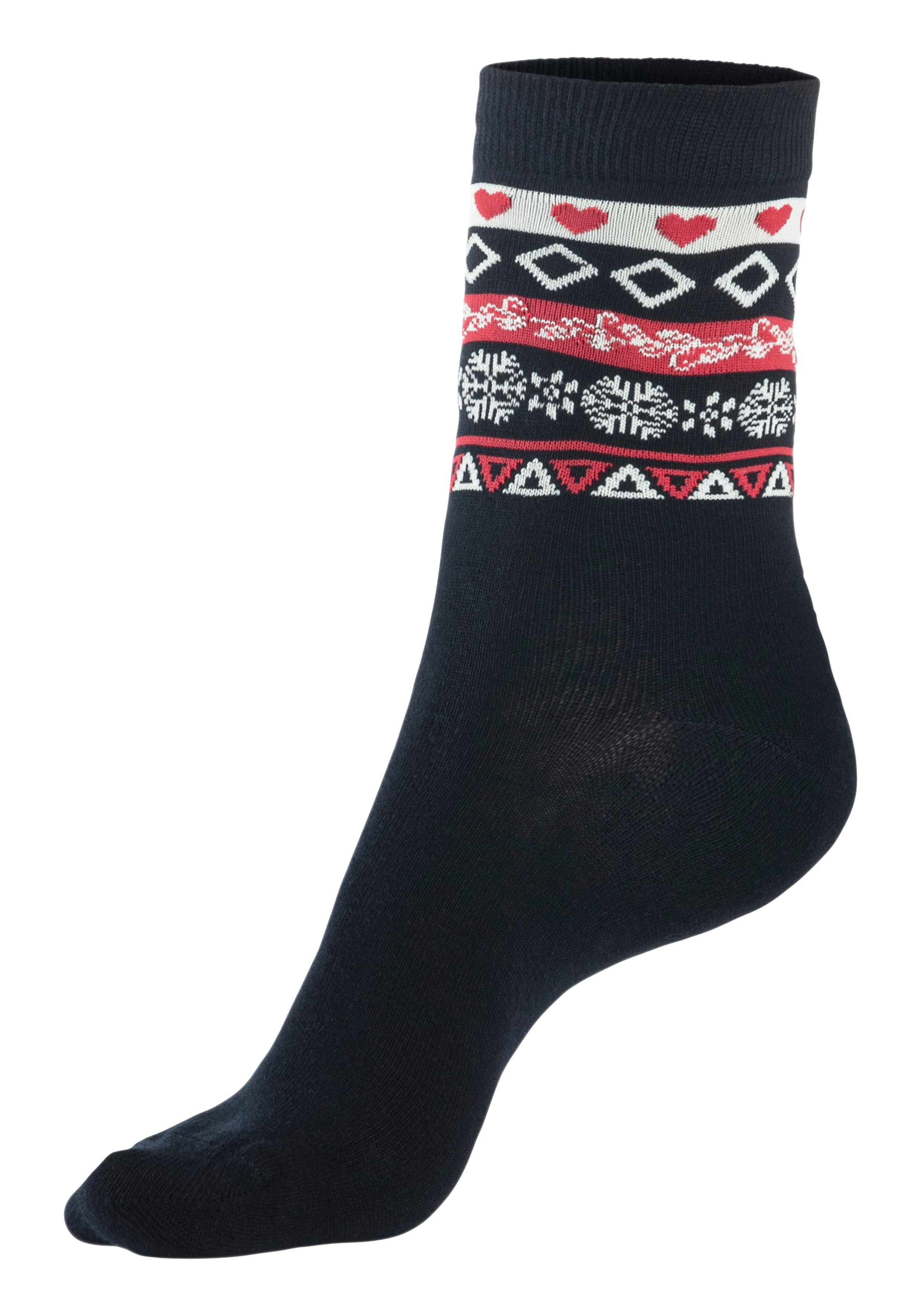 H.I.S Basic sokken met wintermotieven (set 3 paar)