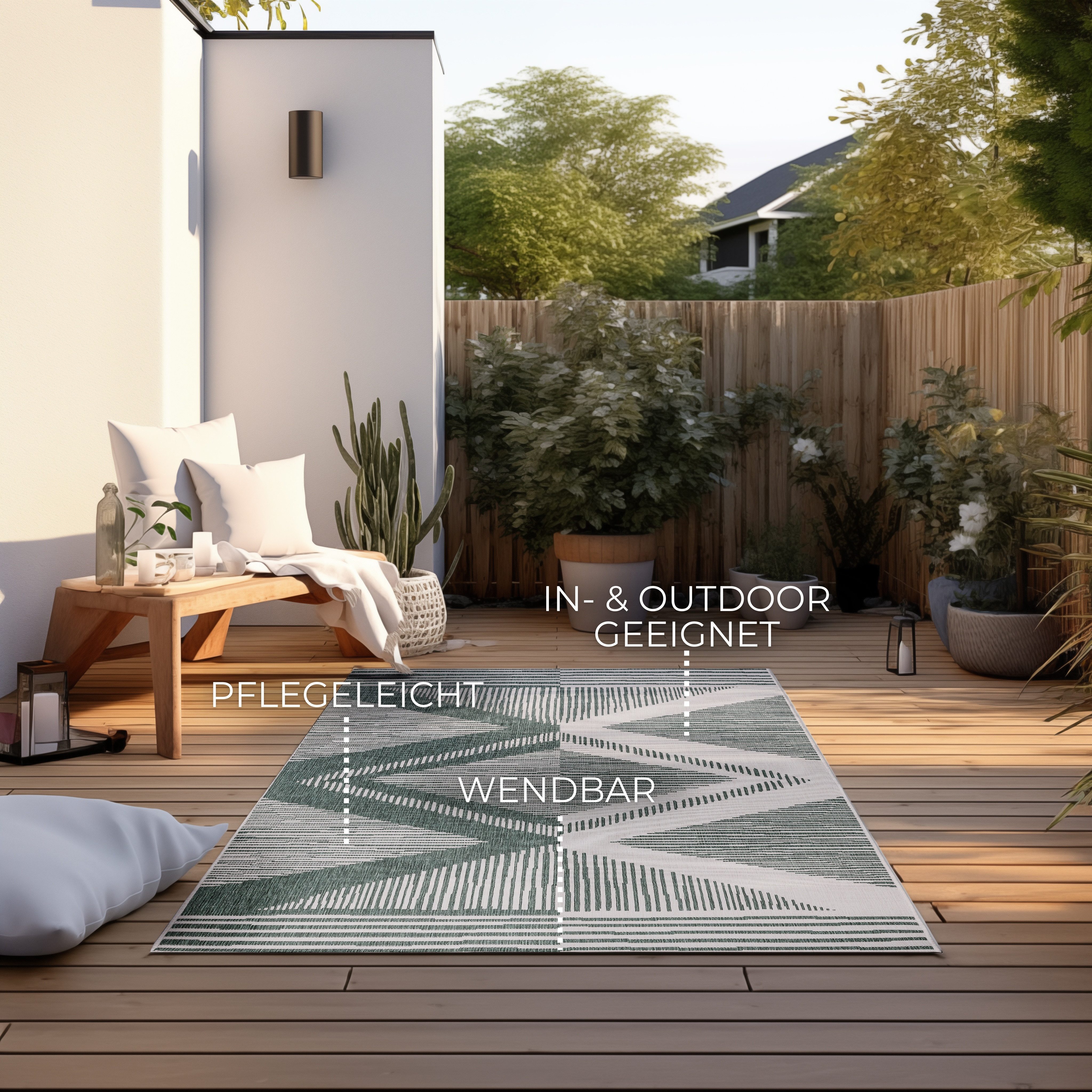 ELLE DECORATION Vloerkleed Rhombus, In- en Outdoor Vlakweefsel, binnen- en buitengebruik, modern, omkeerbaar tapijt, balkon, woonkamer