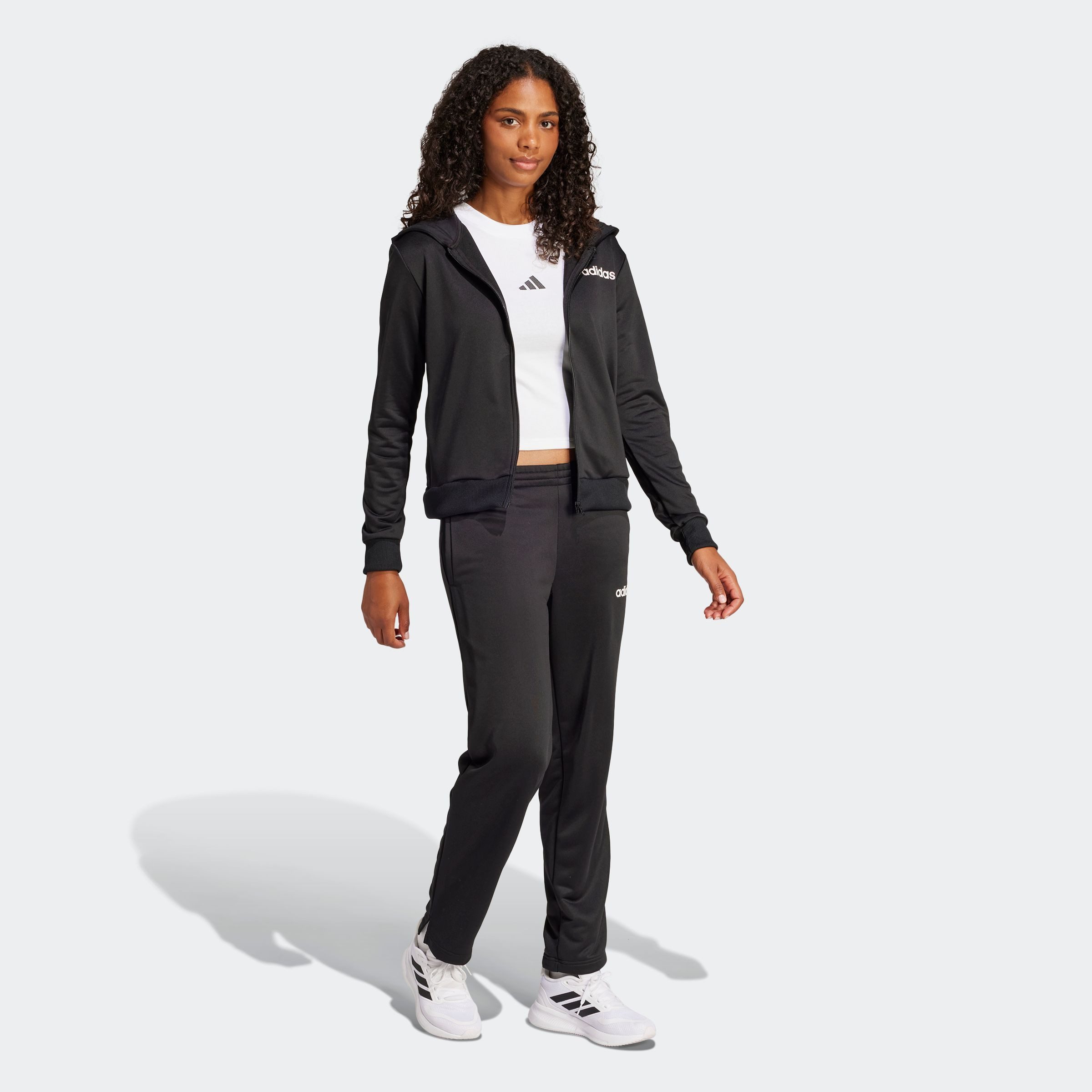 adidas Sportswear Trainingspak W LINEAR TS Trainingsjack met capuchon, trainingspak (2-delig)