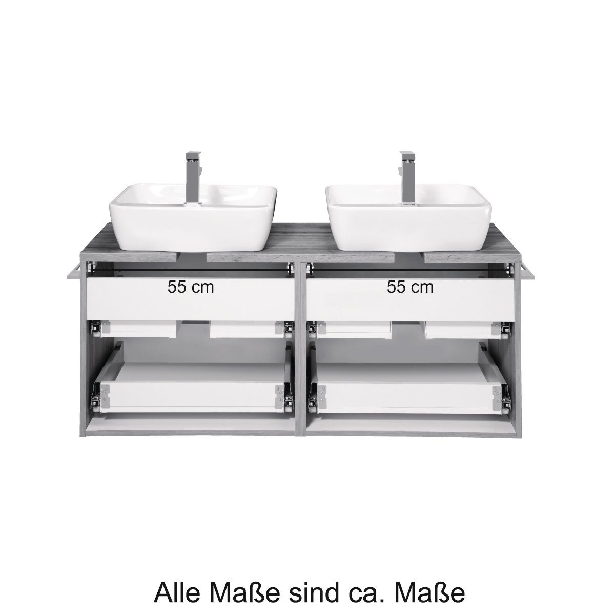 welltime Badmeubelset Malibu Breedte 120 cm, met soft-closetechniek (set, 2 stuks)