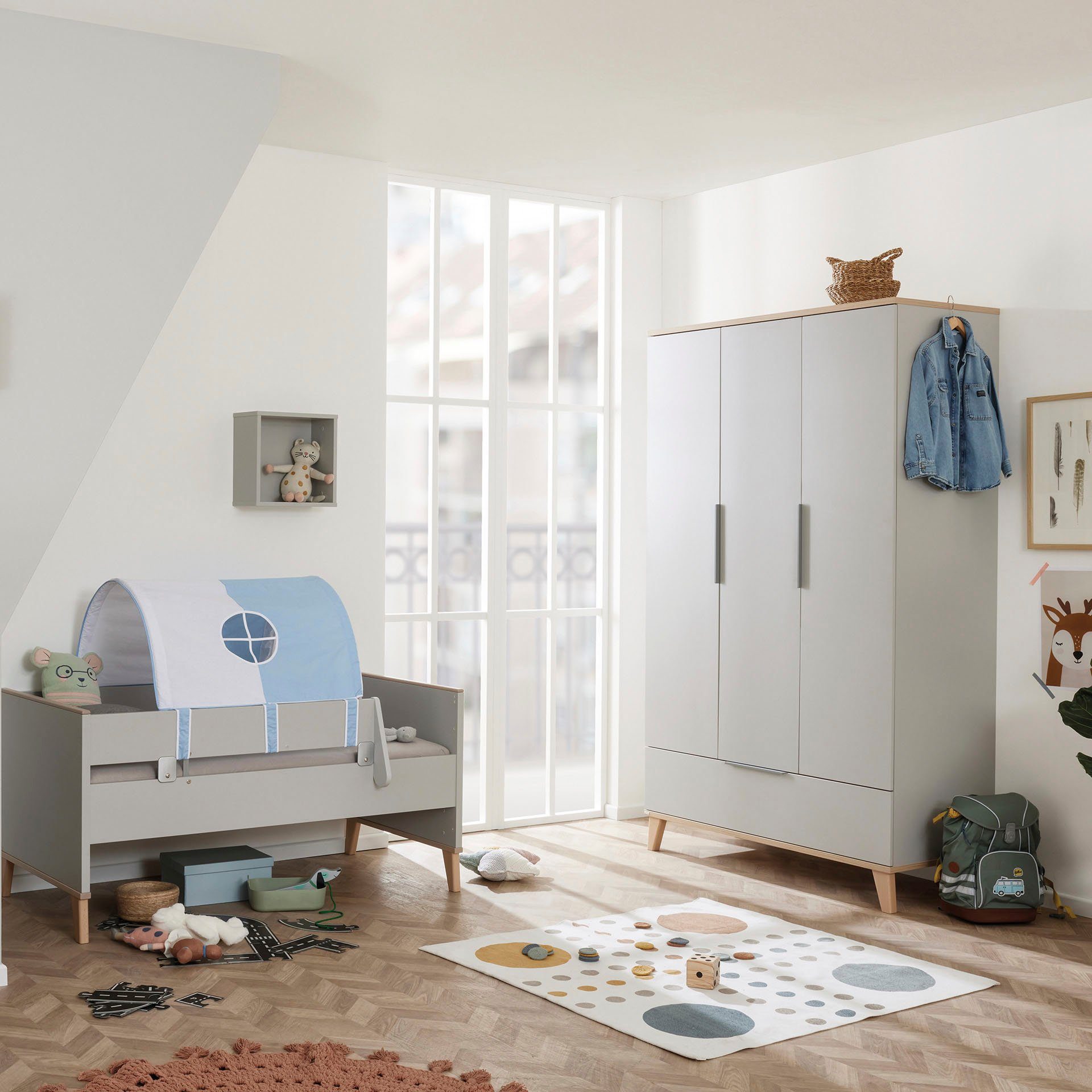 PAIDI Kinderwelten Kledingkast Fiene, kledingkast voor de kinderkamer veel opbergruimte met legplanken en kledingstangen