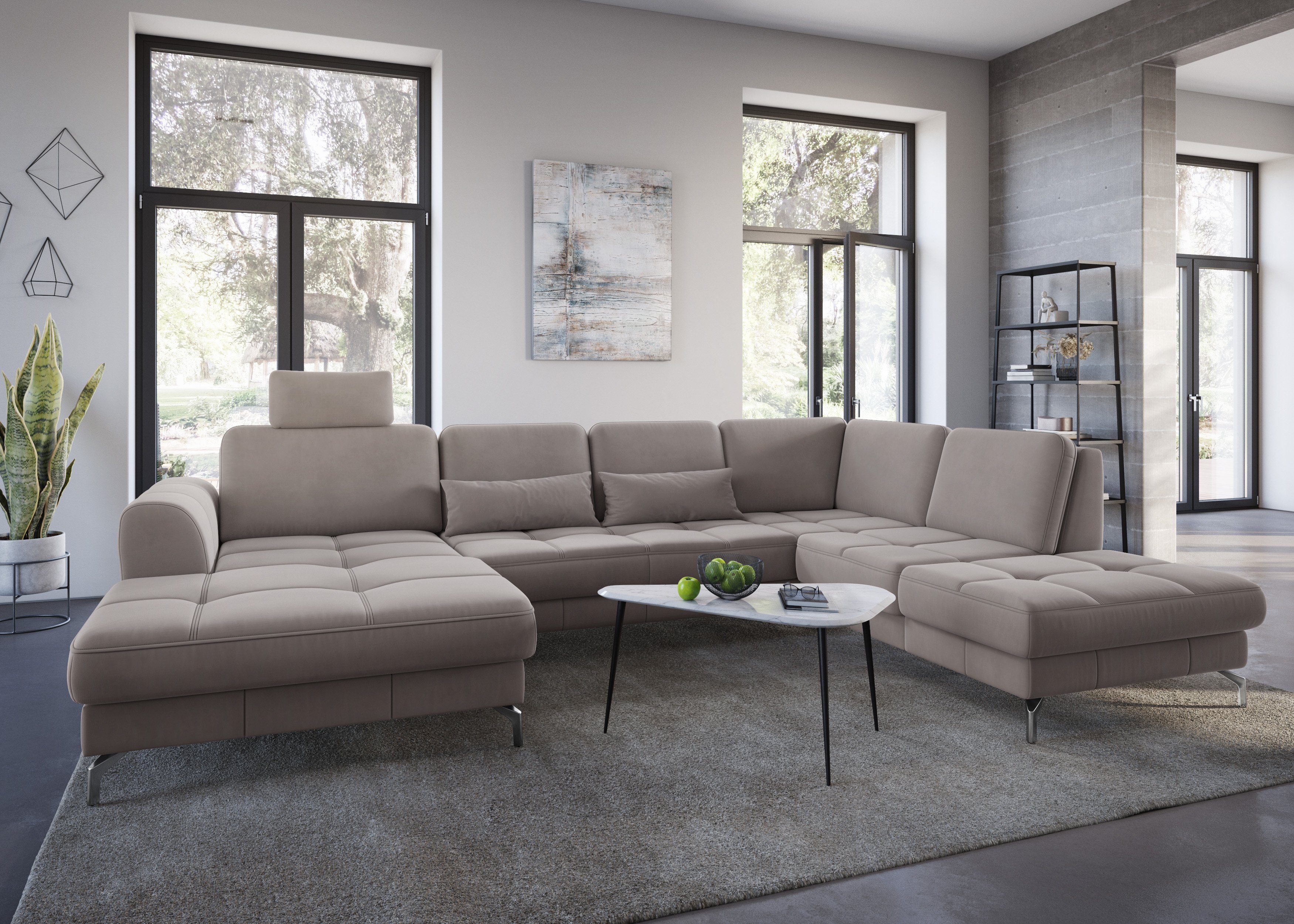 sit&more Zithoek Bendigo U-vorm inclusief zitdiepteverstelling, bodemvrijheid 12 cm, in 2 pootkleuren