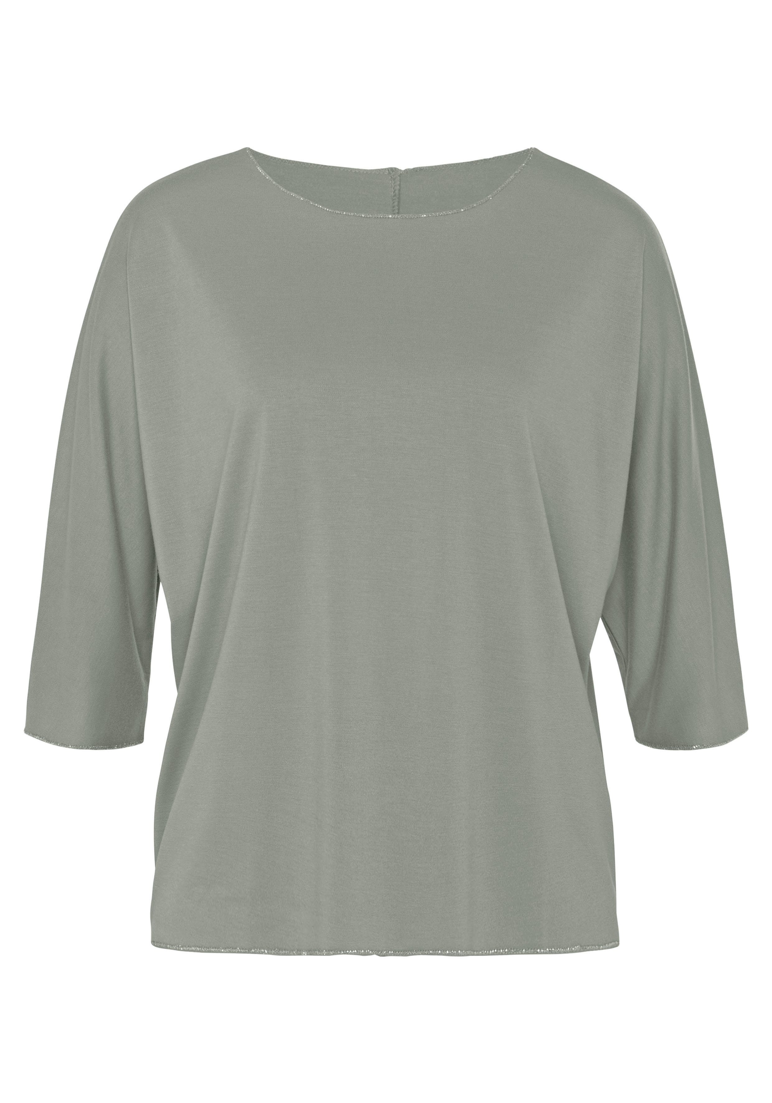 Lascana Shirt met ronde hals Met elegante glinsterafwerkingen in een gemakkelijk te onderhouden kwaliteit (1-delig)
