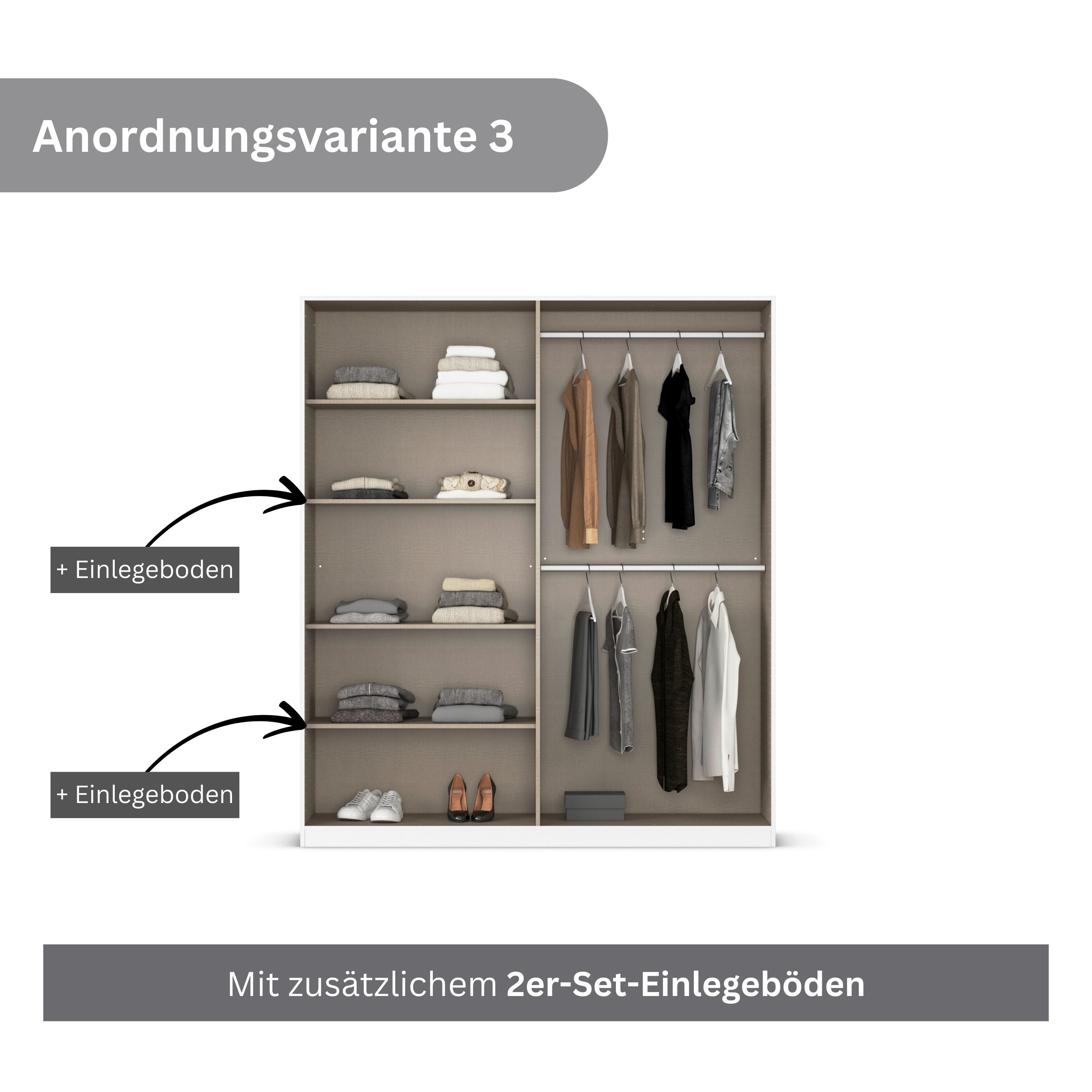 rauch Draaideurkast Kledingkast kast garderobe AGORDO met decor- of hoogglansfront doordachte binnenuitrusting, in 6 breedtes en 2 hoogtes made in germany