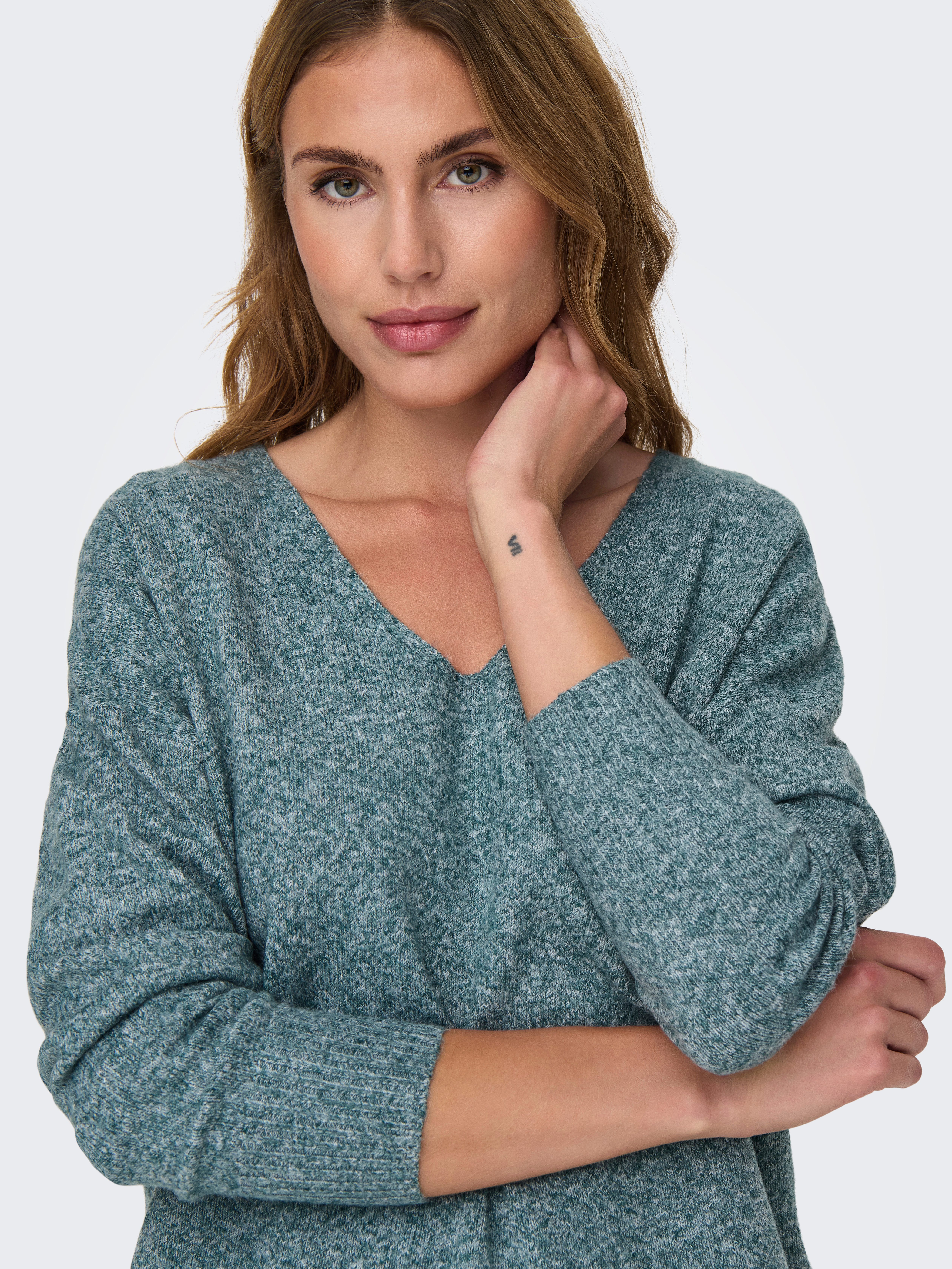 Only Trui met V-hals ONLRICA LIFE L S V-NECK PULLO KNT NOOS