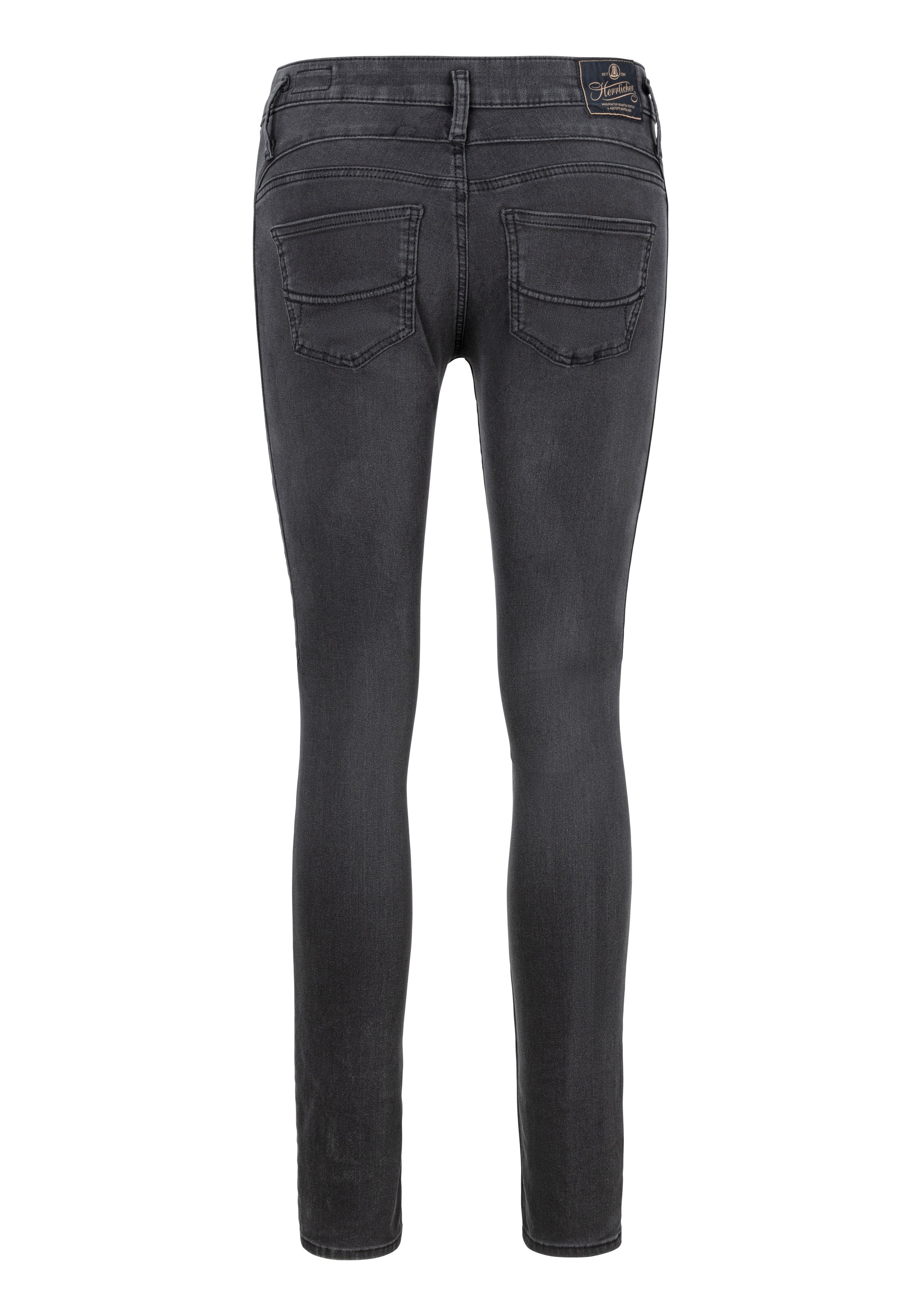 Herrlicher Skinny fit jeans Sharp Slim Reused Denim Black met decoratieve ring aan de riemlus