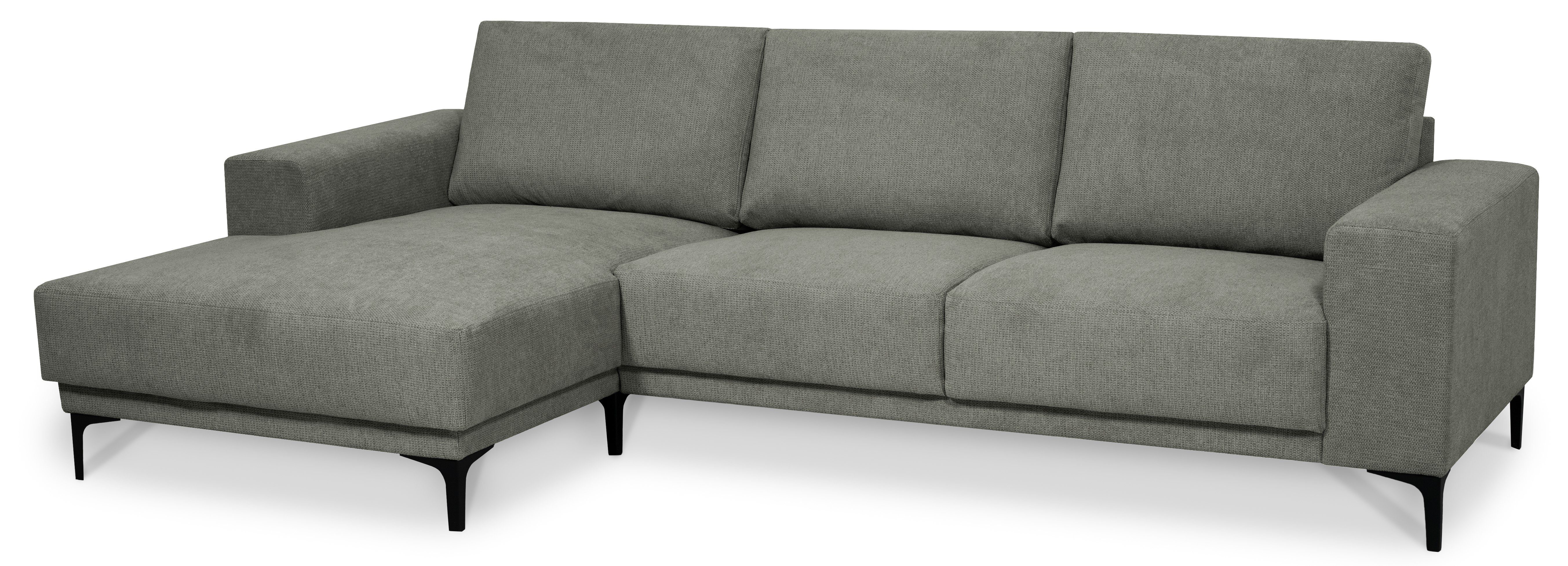 Places of Style Hoekbank Xander, L-model, Breedte 280 cm, soft-touch chenille, zwarte metalen voeten