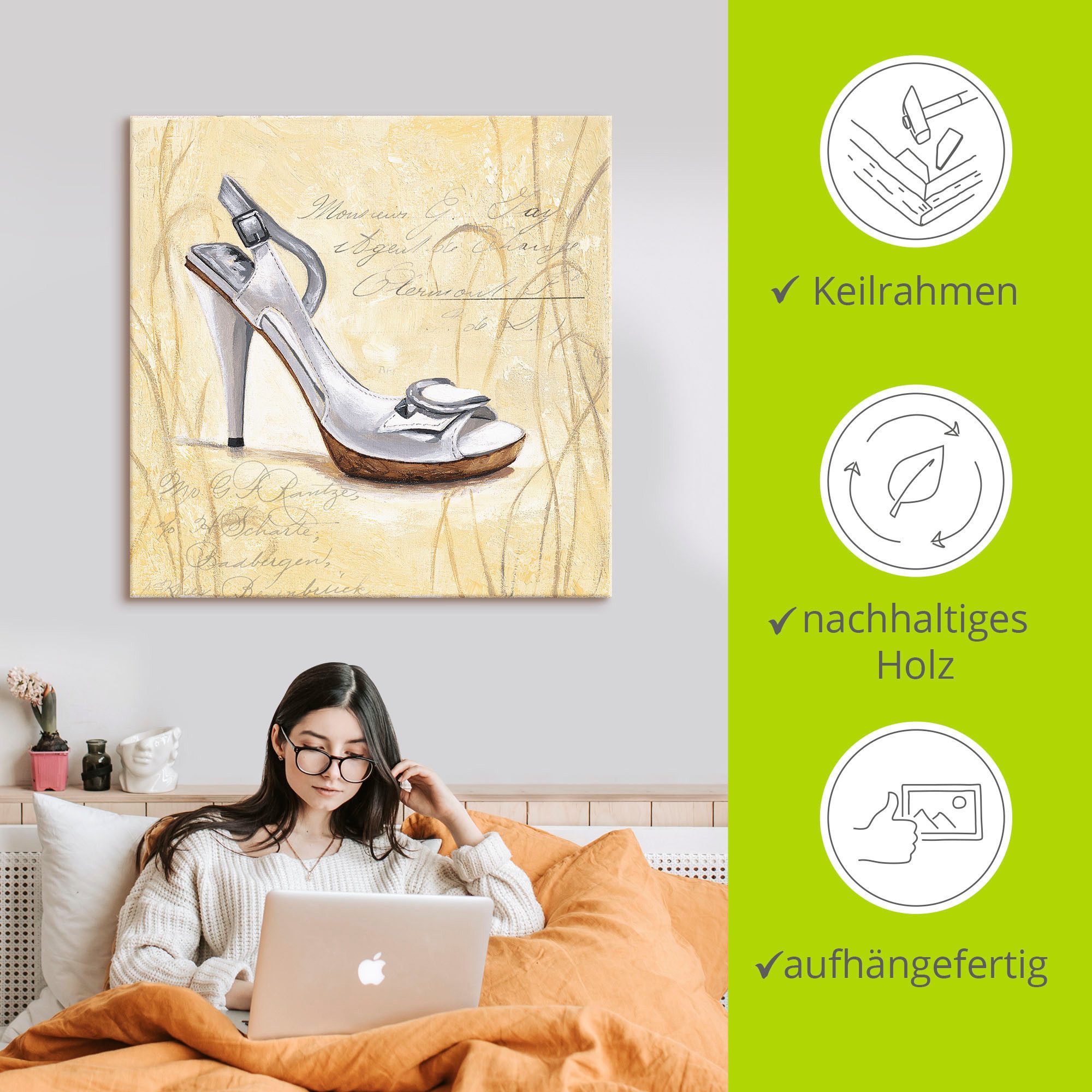 Artland Artprint op linnen Stiletto's IV - schoenen gespannen op een spieraam
